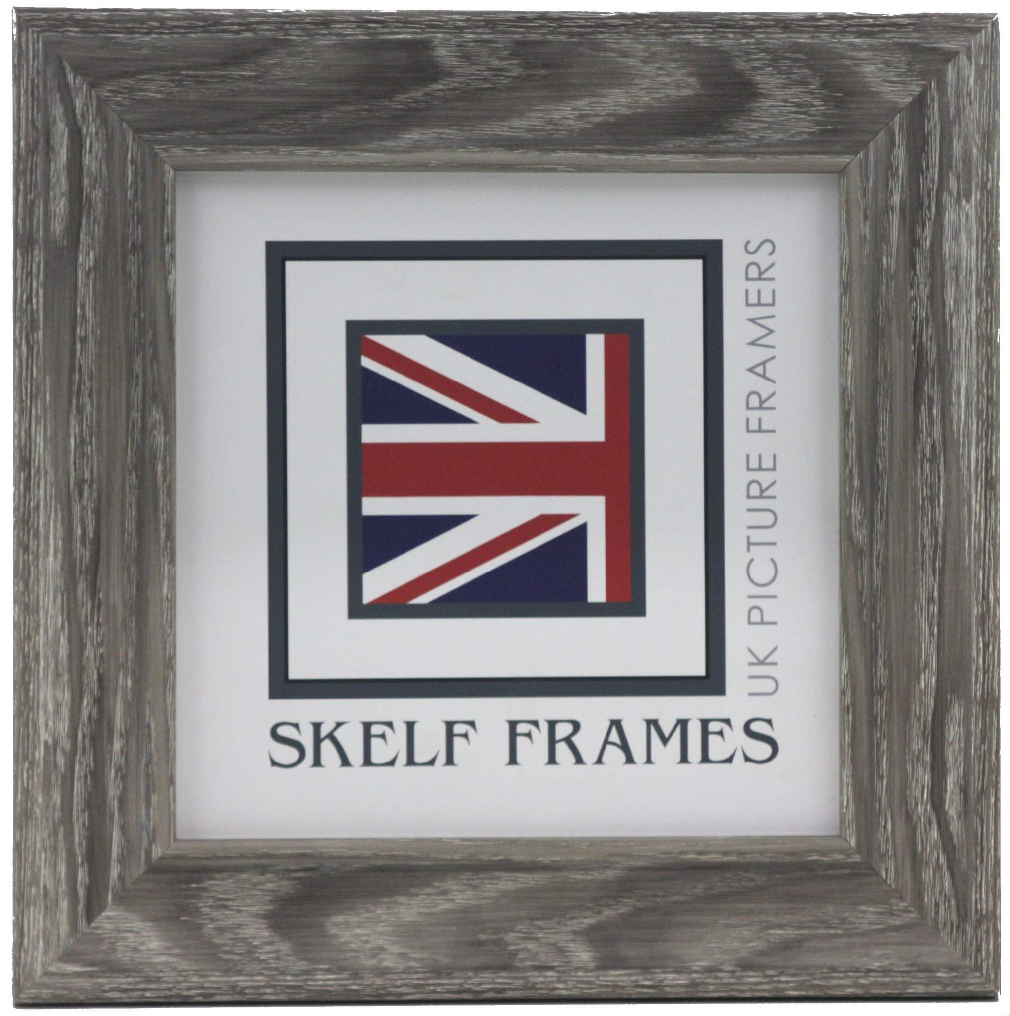 Skelf Frames 8 x 8 Inches Square Picture Photo Frame in Cornwall Grey Woodgrain Effect Polcore with Glass Hand made in Yorkshire (Multiple Sizes)