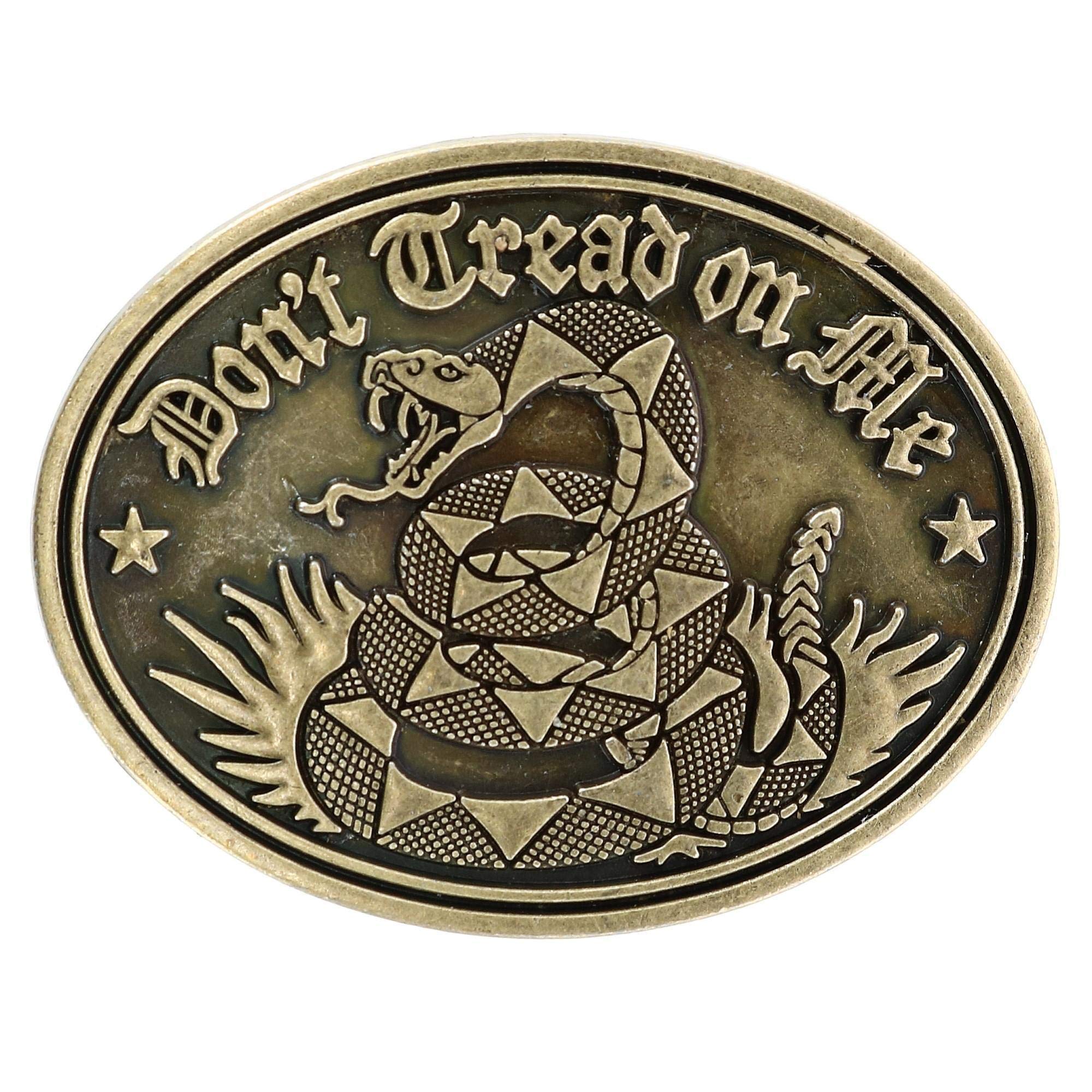 CTM Don't Tread on Me Belt Buckle, Antiqued Brass