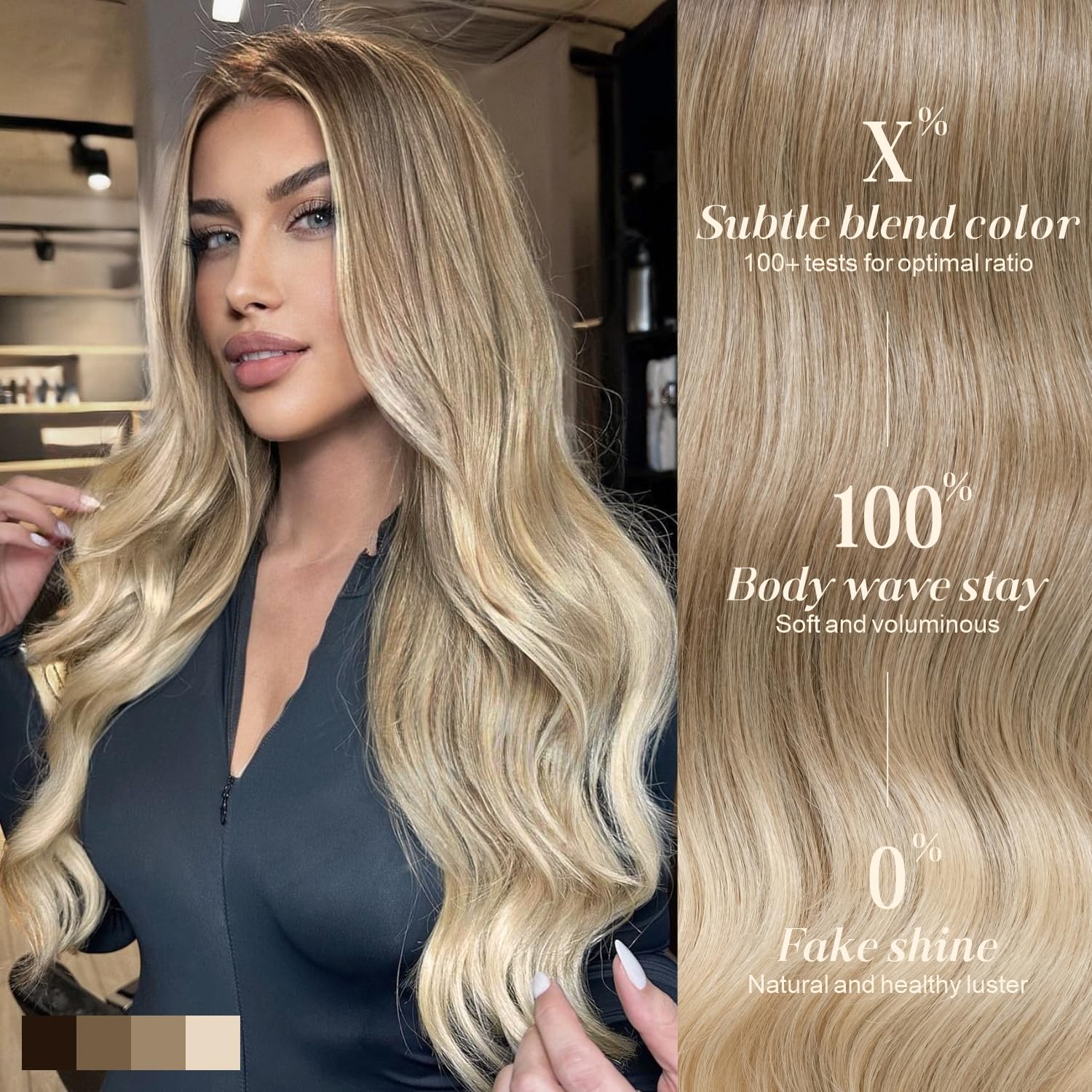 Ombre Blonde Wear and Go Glueless Wig with Bangs Pre Plucked Body Wave Synthetic Lace Front Wigs for Women 13x5x1 Pre Cut Lace Dirty Blonde Wig Middle Part 26 Inch