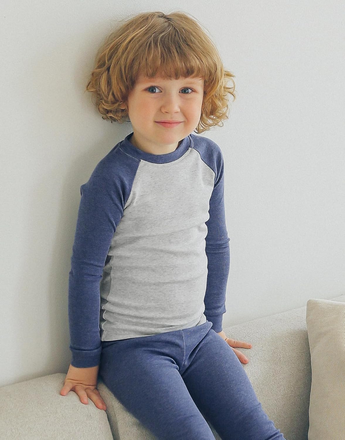 Vaenait 6M-12Y Toddler Kids Super Soft Lightweight Breathable Modal Cotton Melange Sleepwear Pajamas Set - Image 2