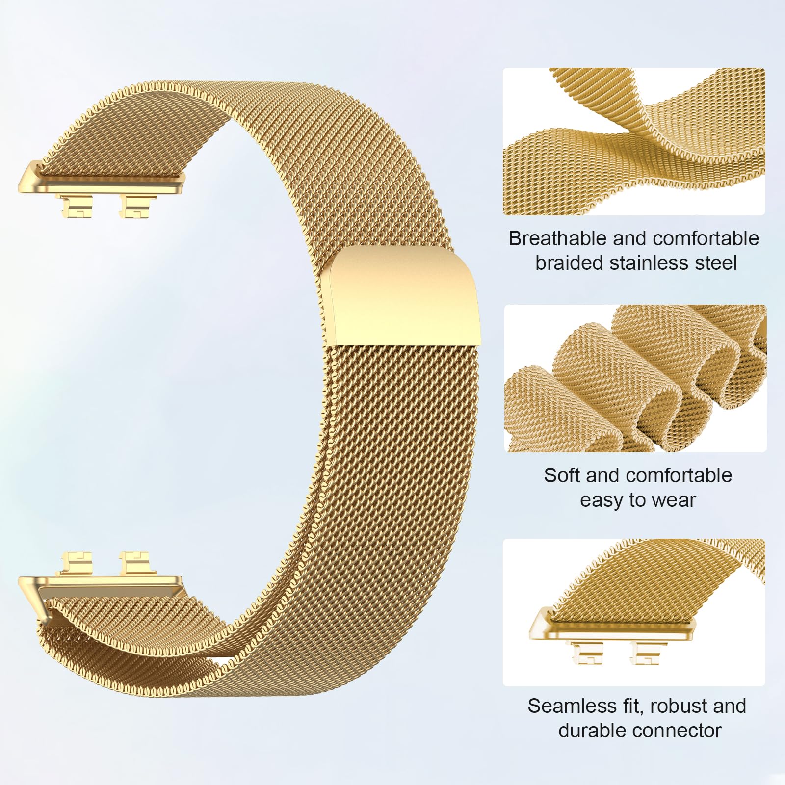 Paski Mesh Stali Szlachetnej Kompatybilny z Huawei Band 11/Band 11 Pro, ZapięCie Magnetyczne/OddychająCy/Odporny ZużYcie, Metalowy Pasek Kobiet Męż Czyzn
