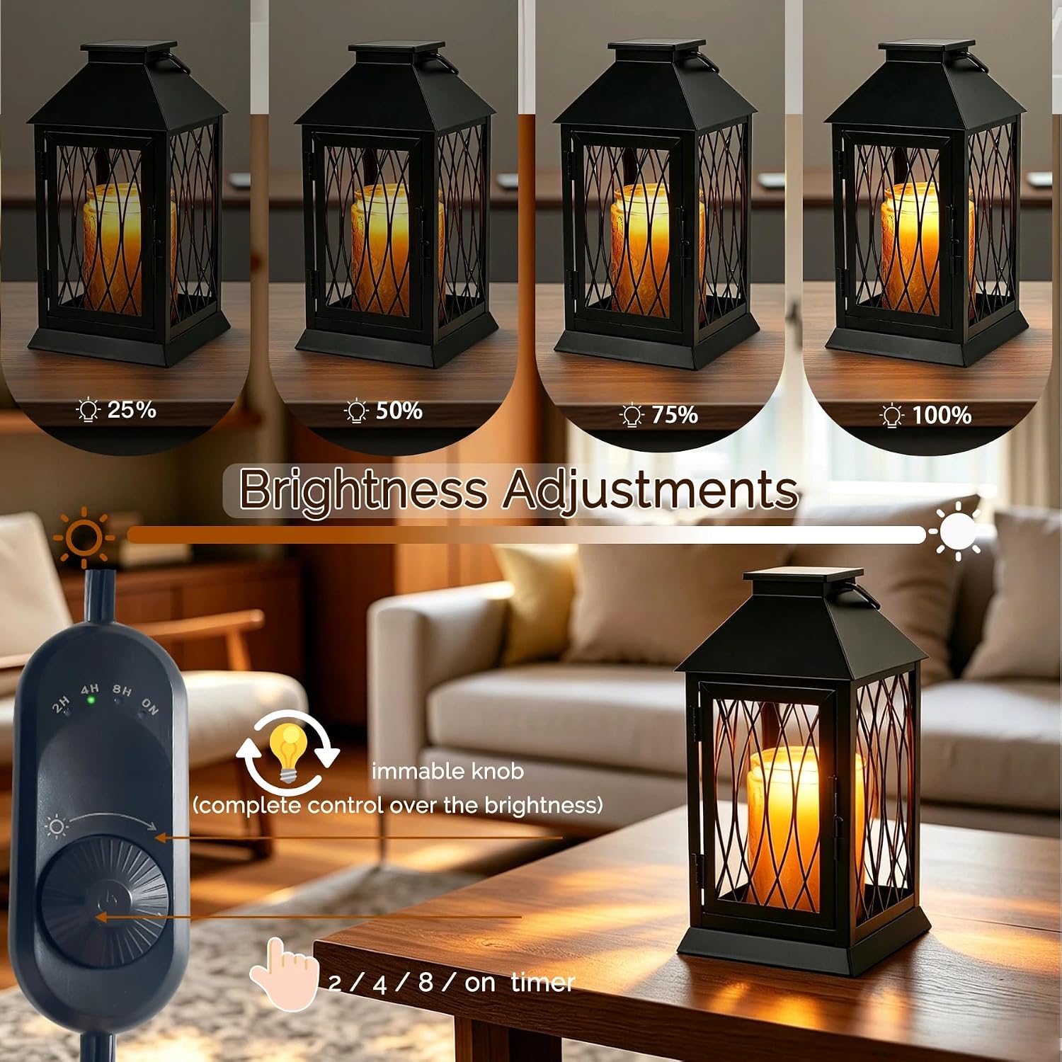 Black Candle Warmer Lamp with Timer Dimmable for 3 Wick Candles | Fully Enclosed, Compatible with Large Jar Candles, Vintage Farmhouse Decor, Child/Pet Safe, 2/4/8H Timer, 2 Bulbs Included
