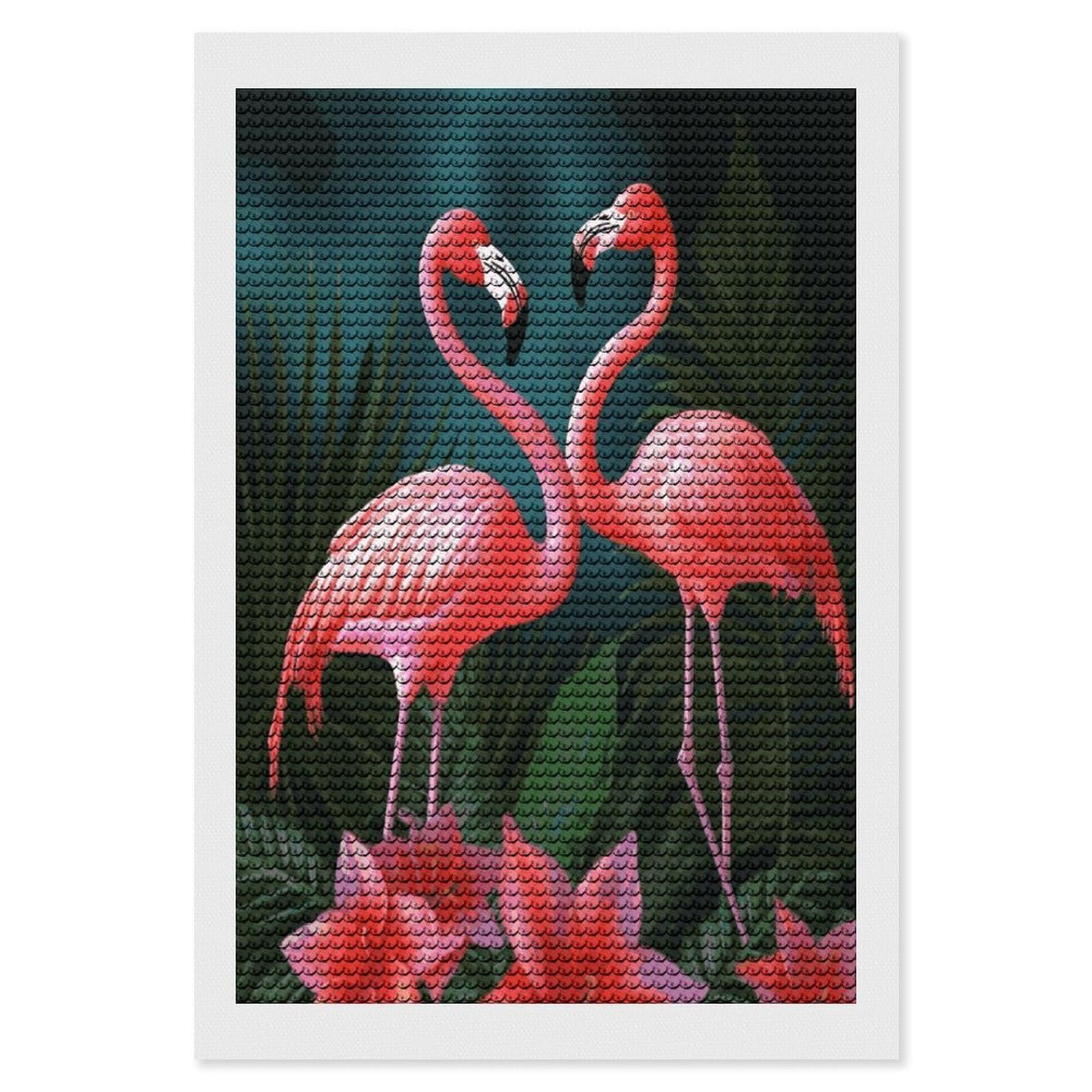 FekiLoot Flamingo Flowers Diamond Art Kits for Adults Diamond Painting Kits for Beginners DIY Diamond Art Kits Round Full Drill Diamond Dot Gem Painting for Home Wall Decor Gift 8"x12"