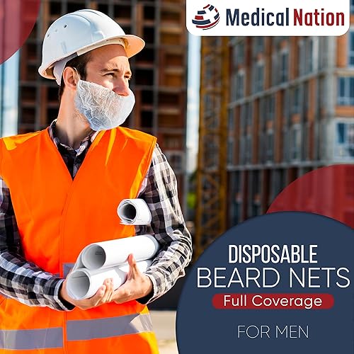 MEDICAL NATION Funda de 1000 redes desechables para barba para hombre, cobertura completa, protectores de barba transpirables para servicio de