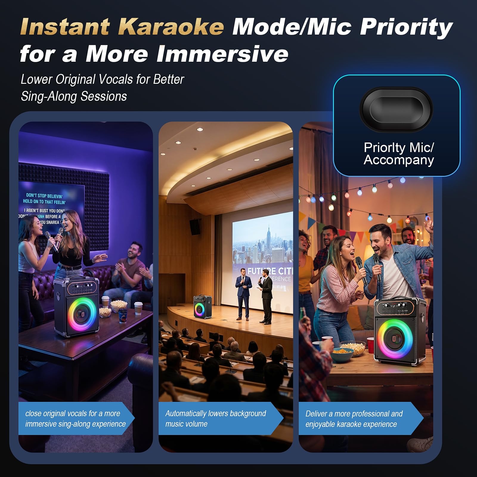 Amazon.com: HWWR Karaoke Machine with 2 Wireless 2.4G 0-Delay