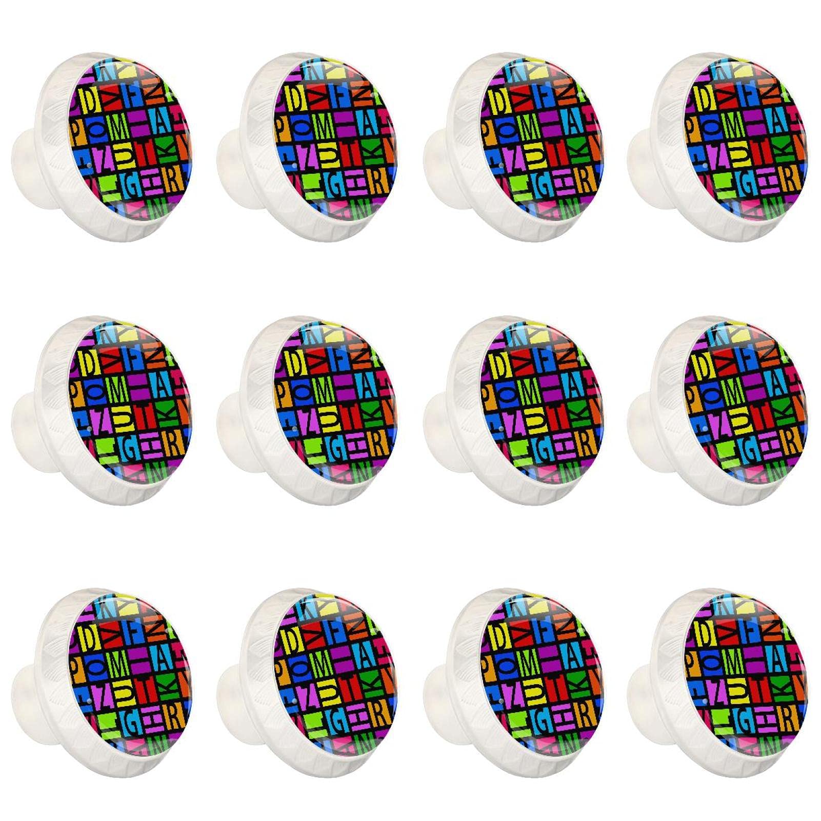 Boutons d'armoires de cuisine ronds imprimé lettre Glaid pour placard et tiroir x12