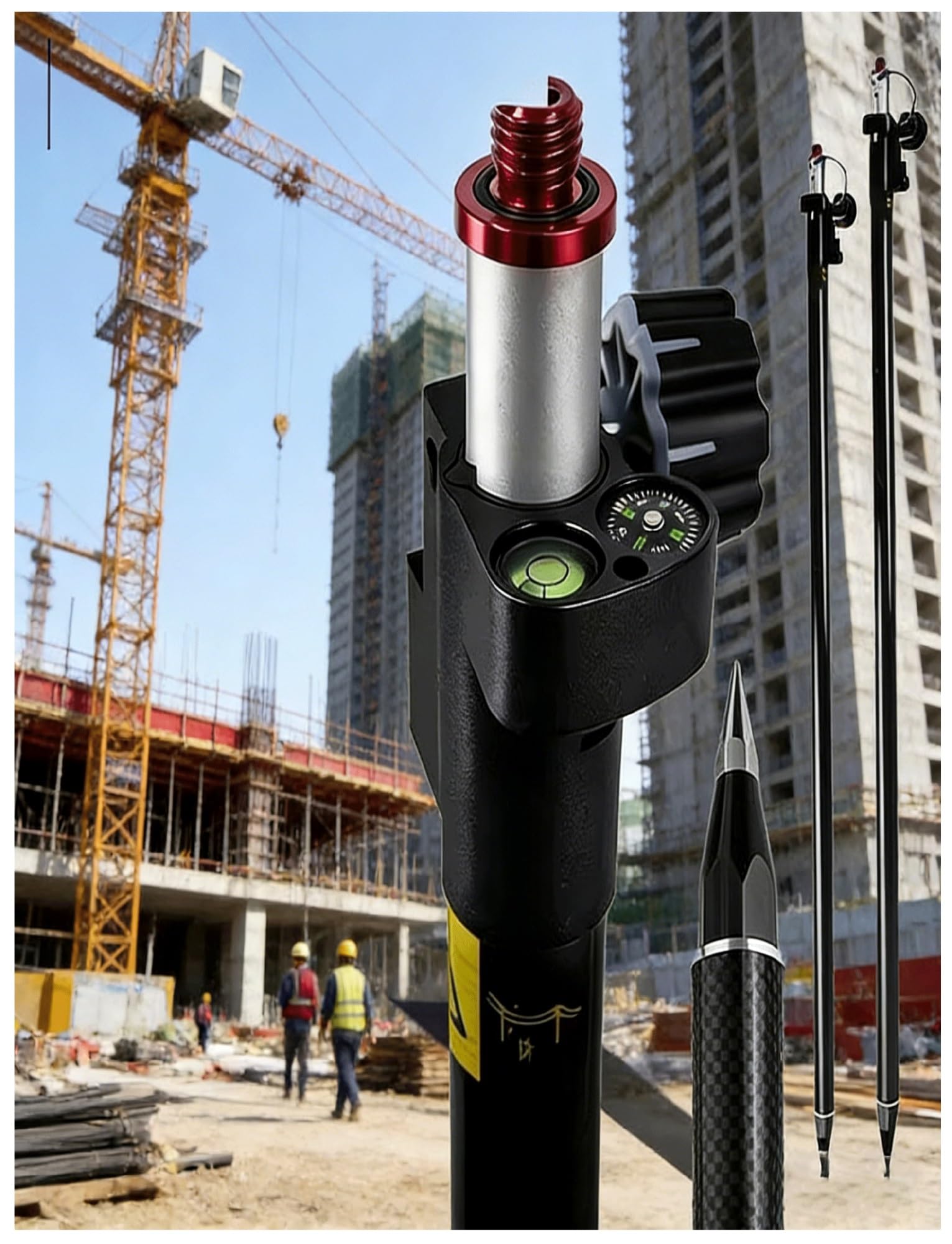 Poste telescópico portátil for topografía, varilla de medición de aleación de aluminio de 180 cm for mediciones de brújula y nivel, for topografía profesional