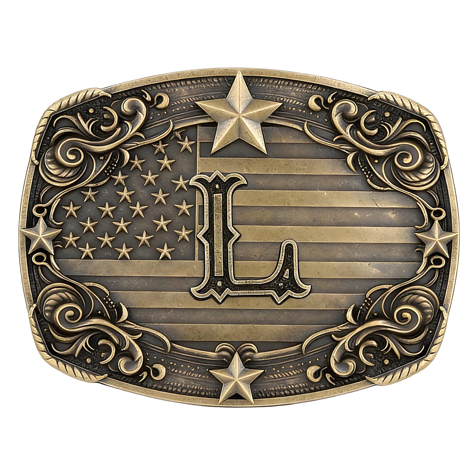 Western Cowboy Vintage Rodeo A-Z Initial Letter Belt Buckle Men