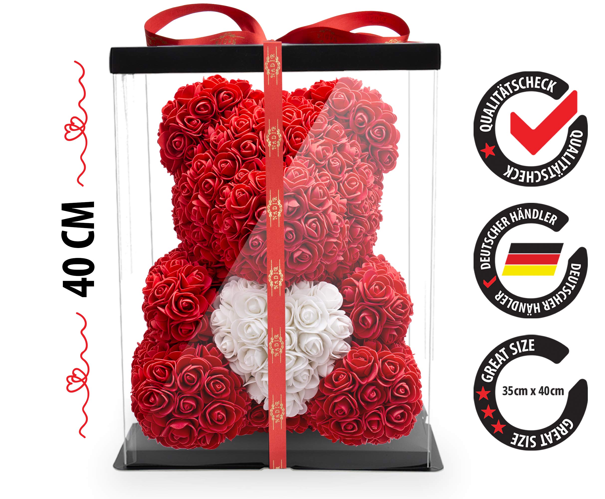 Różany miś, kwiatowy miś z pudełkiem prezentowym, prezent urodzinowy dla kobiet, prezent dla dziewczyny na urodziny, rocznicę, Rose Bear miś pluszowy, prezent na rocznicę ślubu