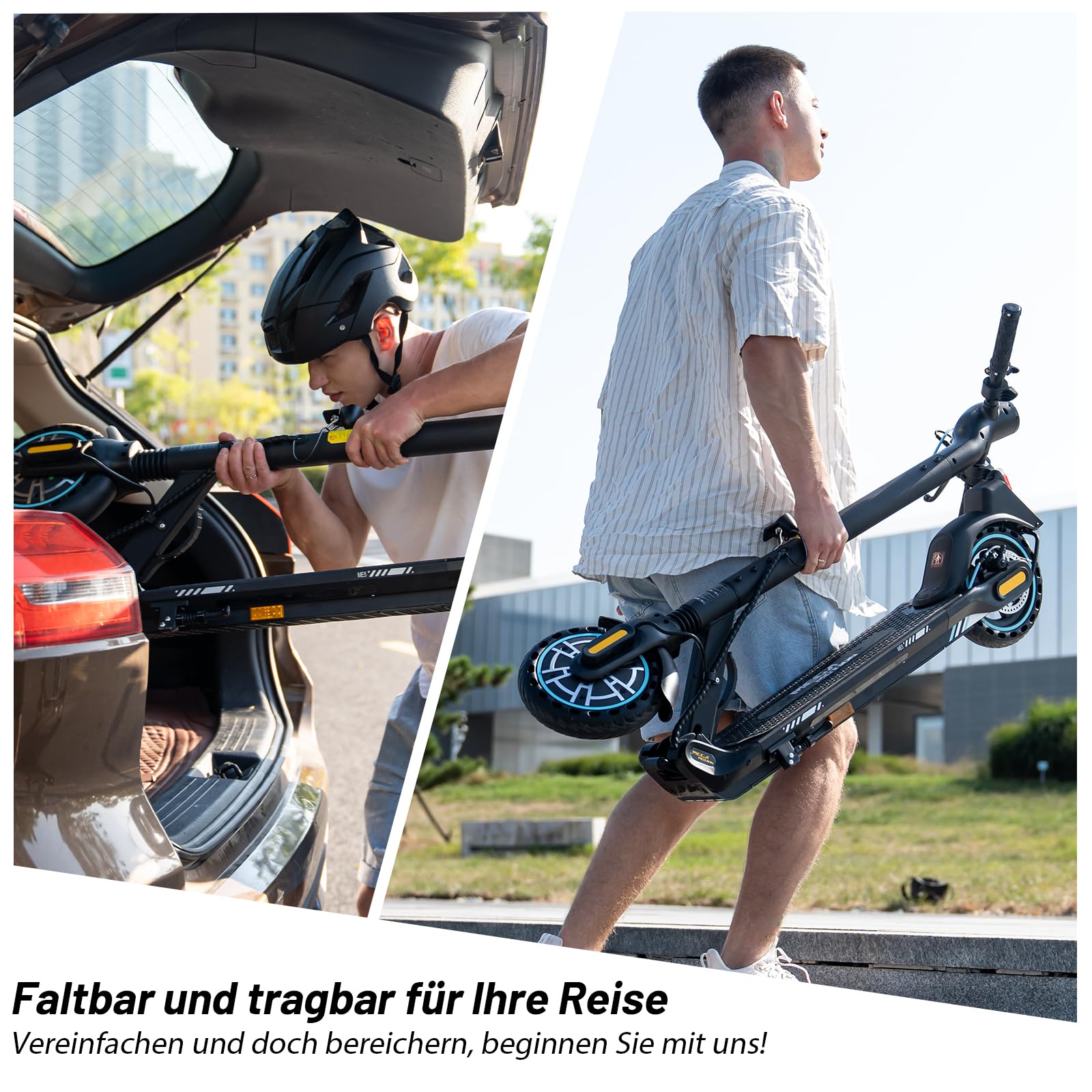 MEGA MOTION Trottinette électrique électrique pliable avec homologation routière et application, moteur de 350 W, plage de 30 à 35 km, 19 km/h, pneu Honeycomb de 8,5", scooter électrique portable