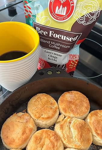 Miniatura 11 de Café de hongos de Herbal Hive Bee Focused incluye adaptógenos Reishi, melena de león y superalimento Chaga de bajo ácido instantáneo 30 porciones