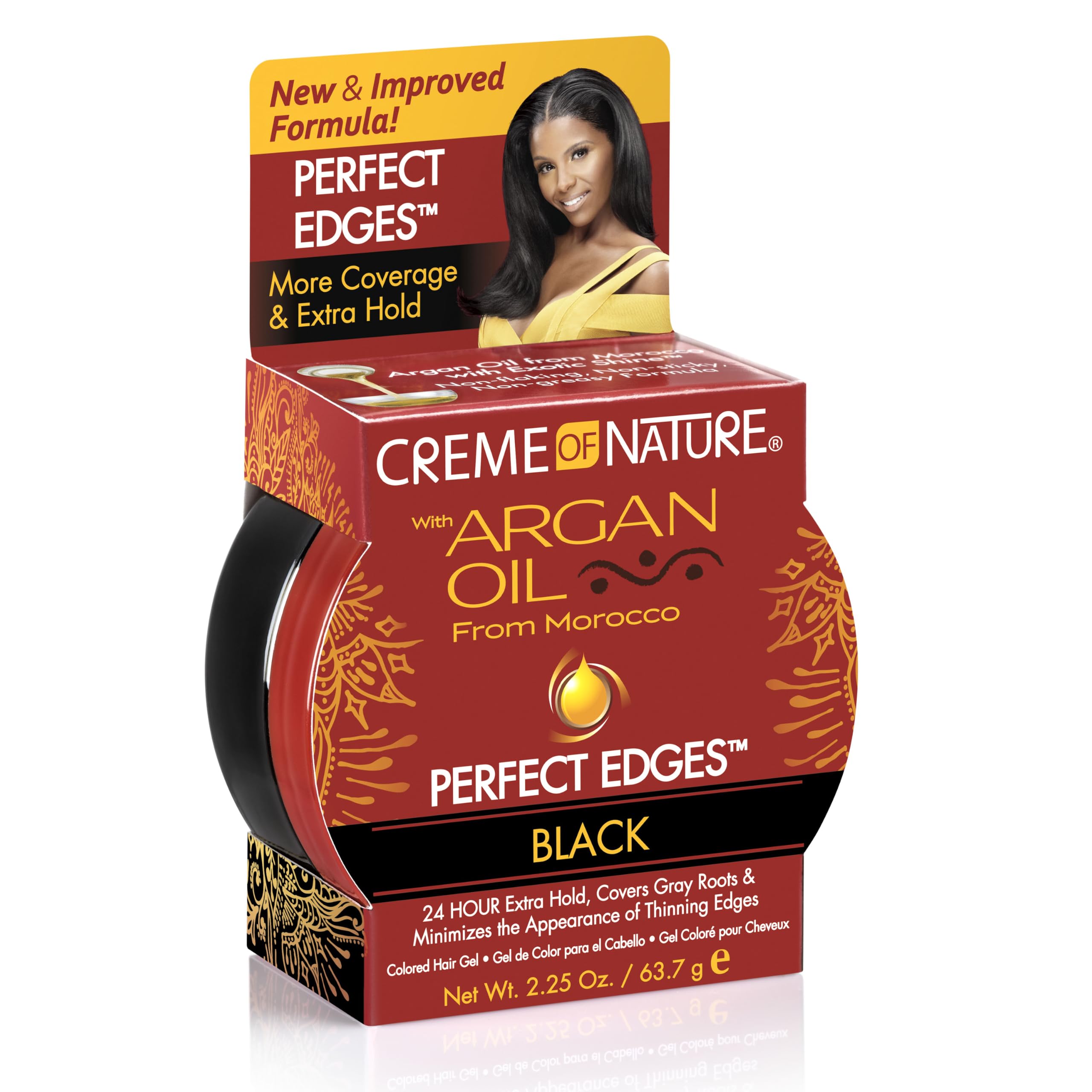 Creme of Nature with Argan Perfect Edges Hair Gel, Black, 2.25 Ounce (Pack of 6)