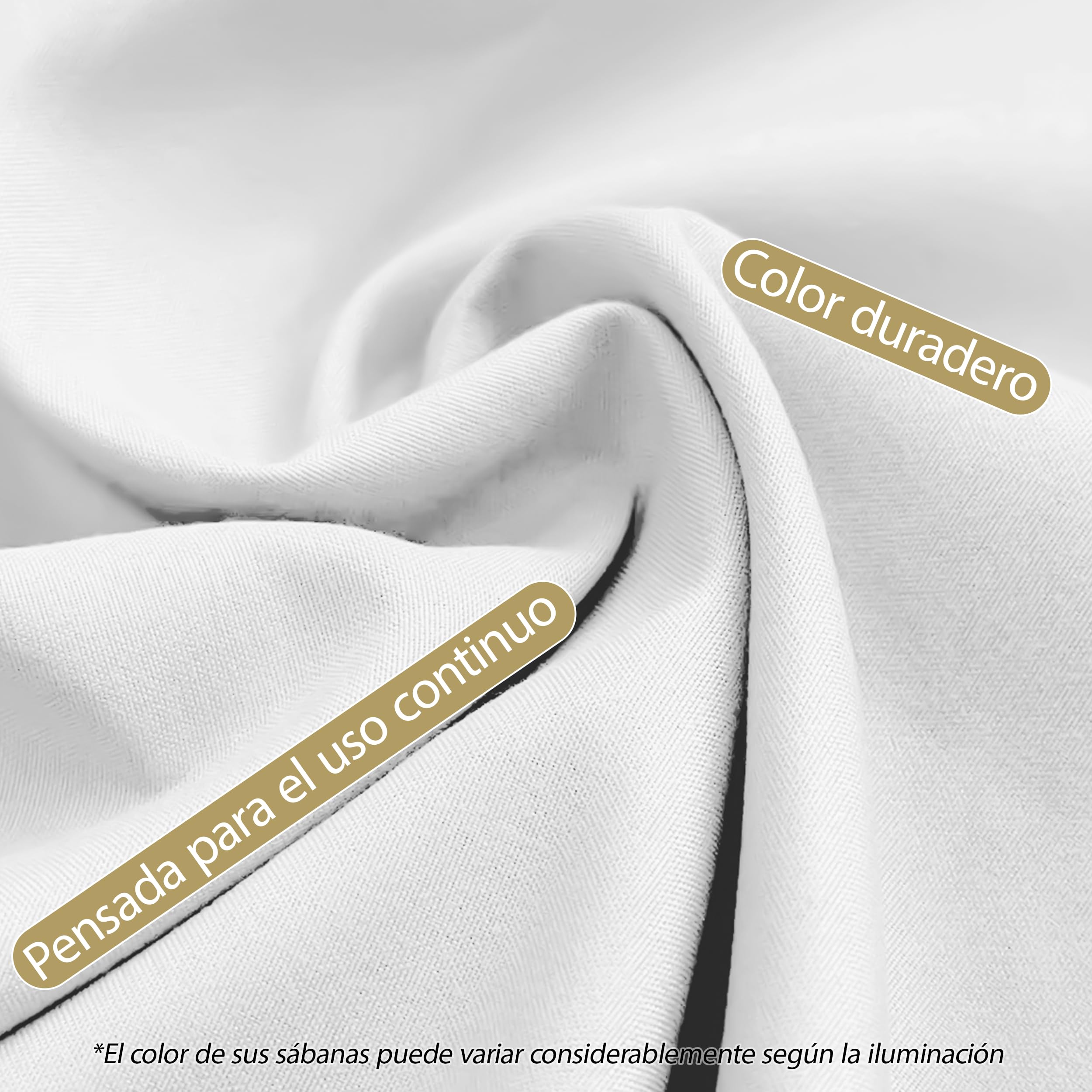 Sábana Bajera Ajustable Microfibra Suave 90x190/200 - Altura 30 cm - Transpirable, Elástica y Lavable - Blanco, 2 Unidades