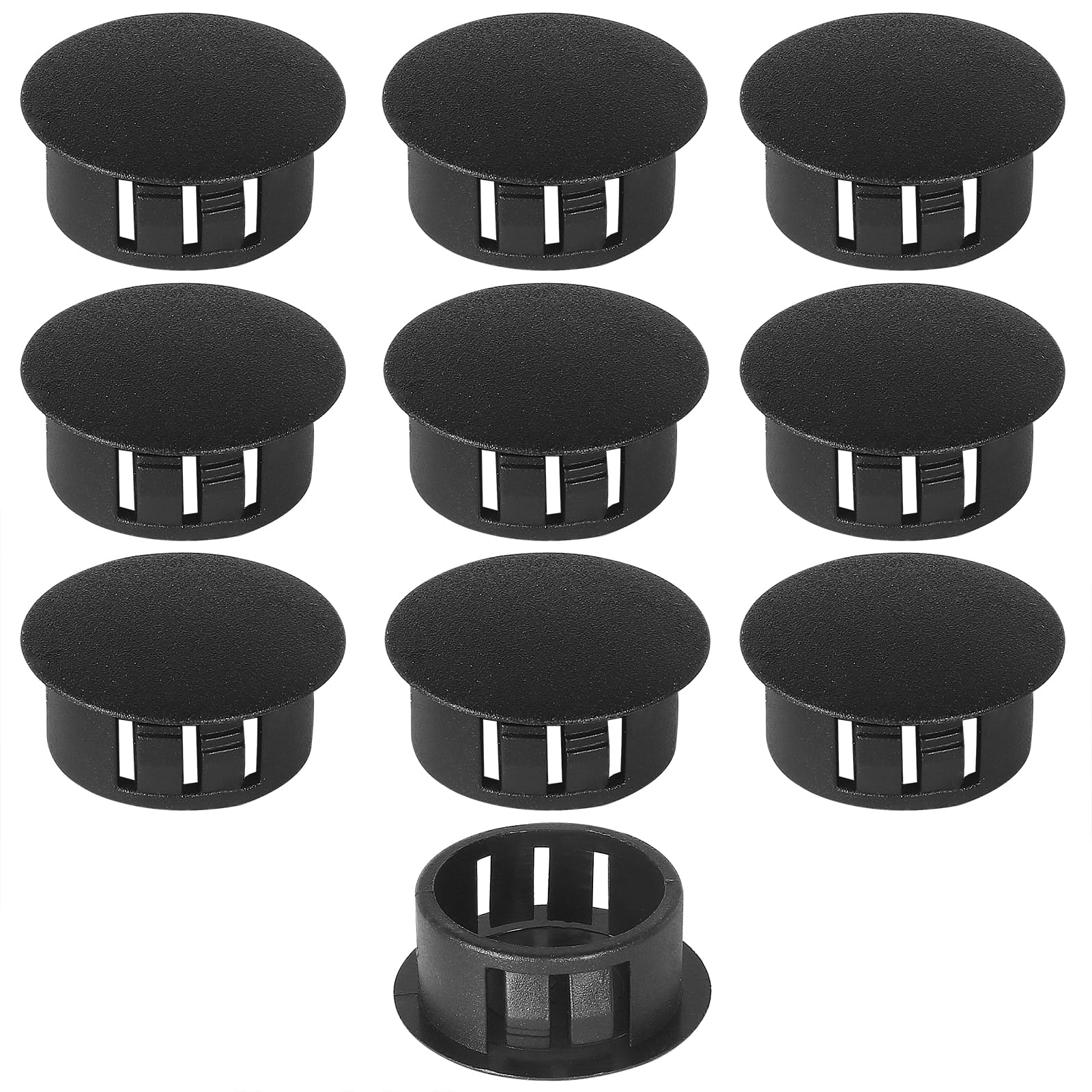 22mm Plastic Hole Plugs - Masendelk Snap-in End Caps - Black - 10pcs