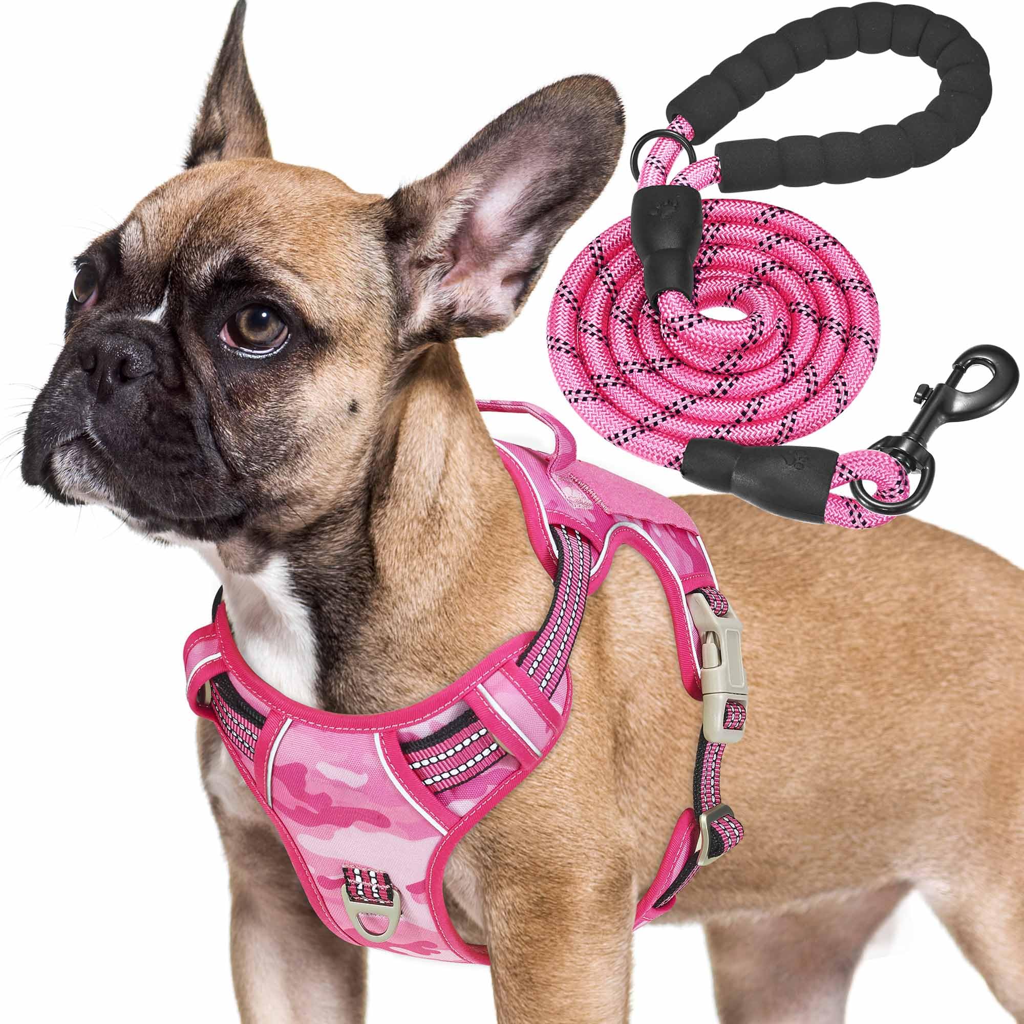 Haapaw Imbracatura tattica per cani medi senza tirare Imbracatura da addestramento riflettente Easy Control Militare Medio Rosa Camouflage