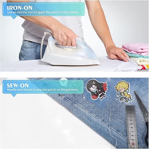 Miniatura 2 de Parches para planchar para ropa, 19 piezas de parches para planchar con estampado de anime, parches bordados para planchar para coser y coser con