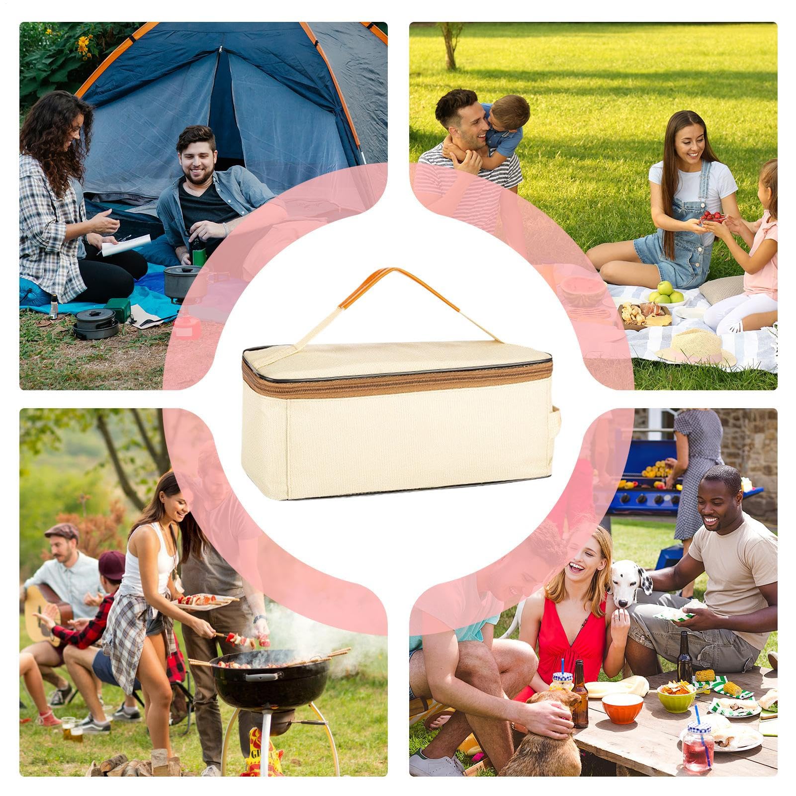 Camping Cookware Storage Bag | 12.2x5.12x4.72 inches Oxford Cloth Kitchen Cookware Bag | High Capacity Kitchenware Utensil Container for Hiking Road Trips BBQ Park