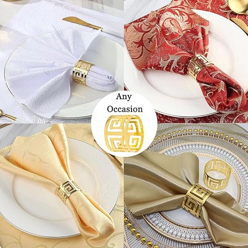 Miniatura 5 de JUMAIPRO Paquete de 20 servilleteros dorados, juego de servilleteros de metal huecos, servilleteros dorados, decoraciones de mesa, hebillas de