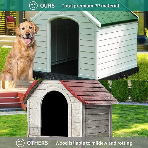Vista 14 de YITAHOME Plastic Dog House, Waterproof Indoor Outdoor Doghouse for Large or Small Dog, with Air Vents and Elevated Floor, Easy Assemble and Clean