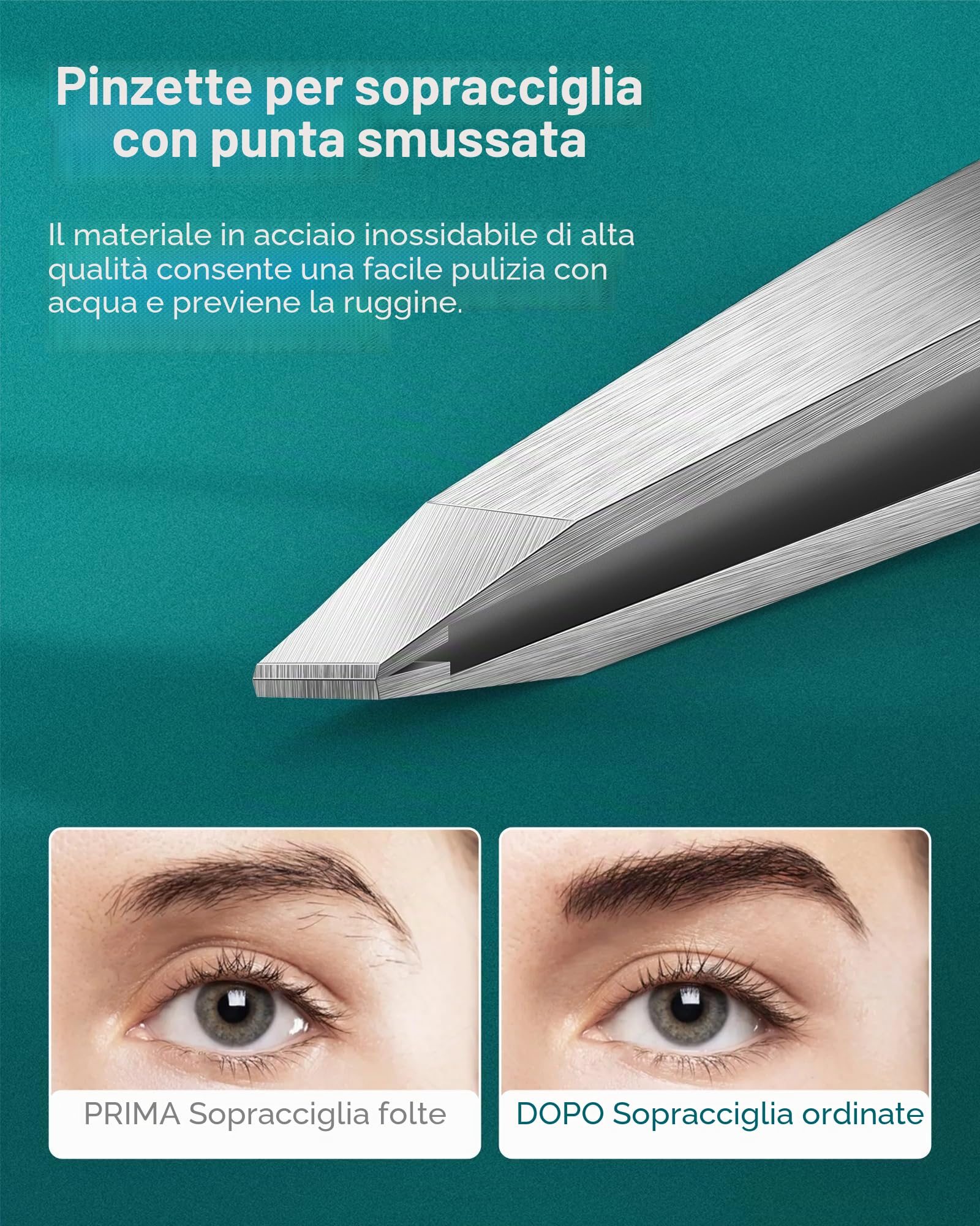 MR.GREEN Pinzette per peli del viso da donna, pinzette professionali di precisione per sopracciglia per donne e uomini,