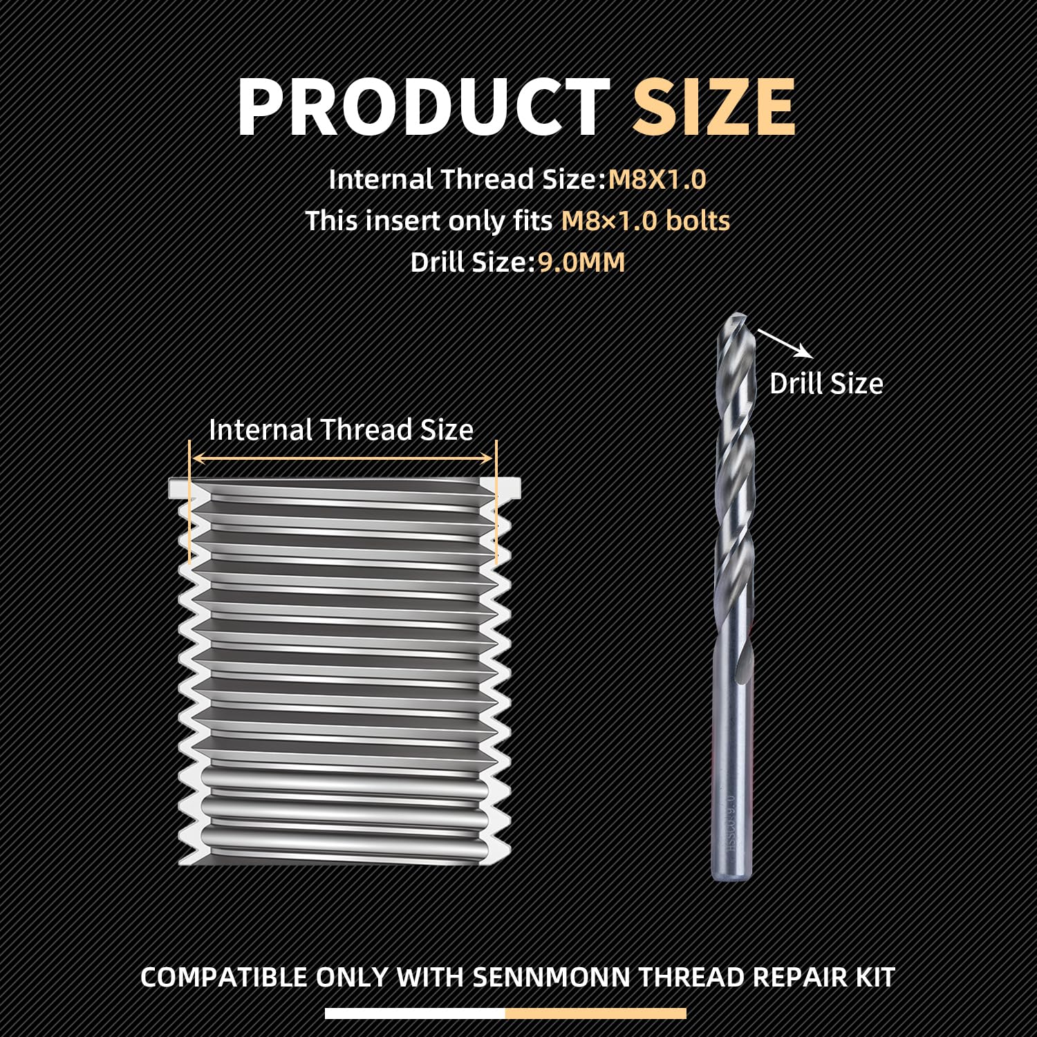 M8 Thread Repair Kit - Stainless Steel Inserts -3 M8 Thread Repair Kit - Stainless Steel Inserts -3