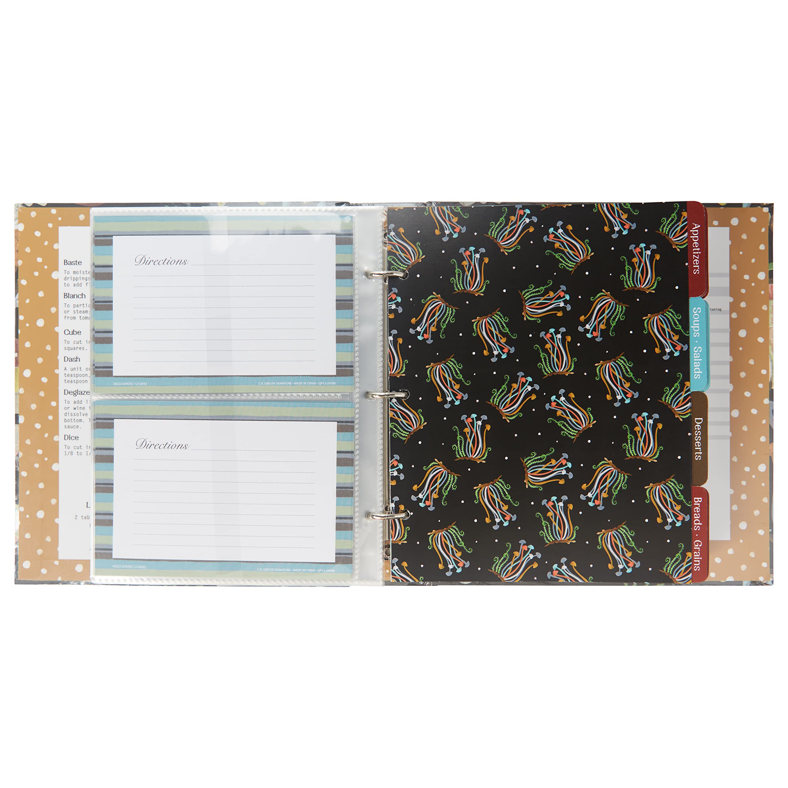 C.R. Gibson Raccoglitore per ricette a 3 anelli con carte, 23,7 x 21,6 cm