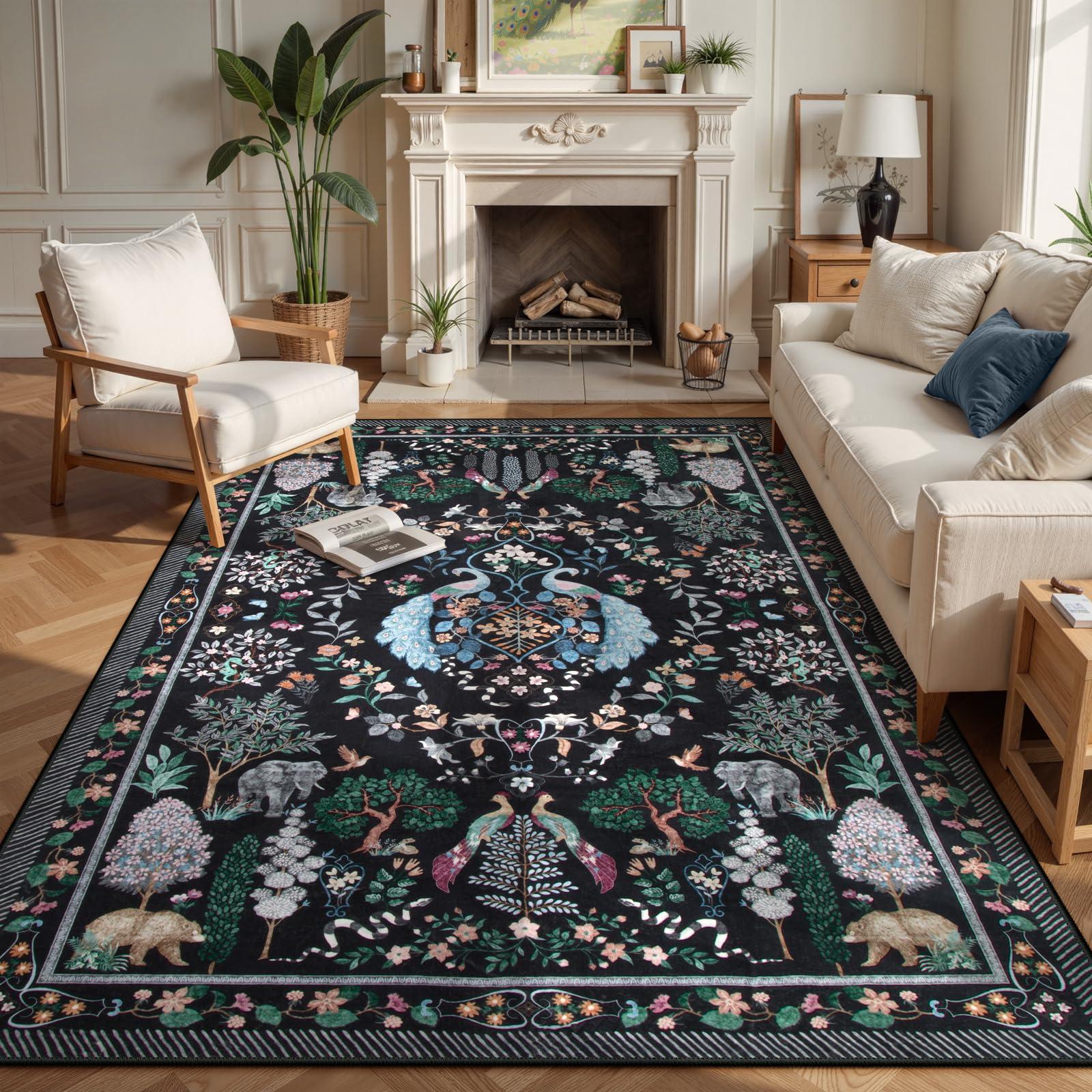 Lahome Black Rug for Living Room 8x10 Rug, Soft Area Rug for Bedroom,Dining Room Rugs for Under Table Stain Resistance Carpet for Kids Room, Office, Dining Room 8' x 10' (Rectangular) Black