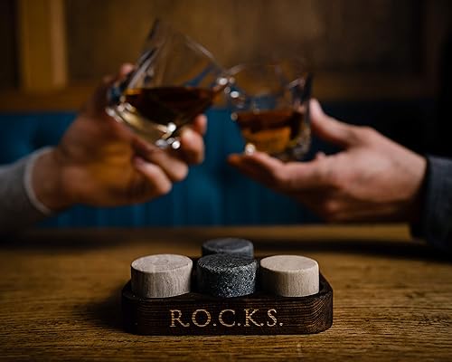 Miniatura 8 de The Original ROCKS - Juego de regalo de preguntas y preguntas de whisky para whisky  6 rocas redondas de granito hechas a mano  100 preguntas y