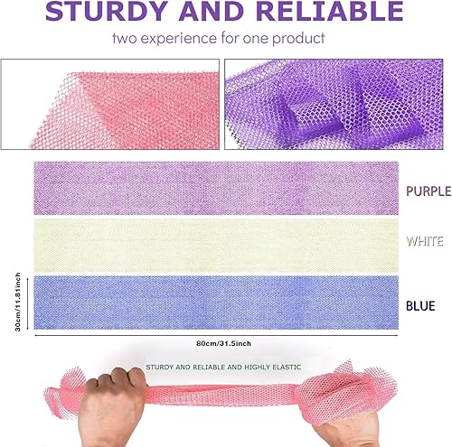 Miniatura 10 de Esponja de baño africana de red africana, esponja de baño de red larga, exfoliante para el cuerpo de la ducha, depurador de espalda suave, ideal