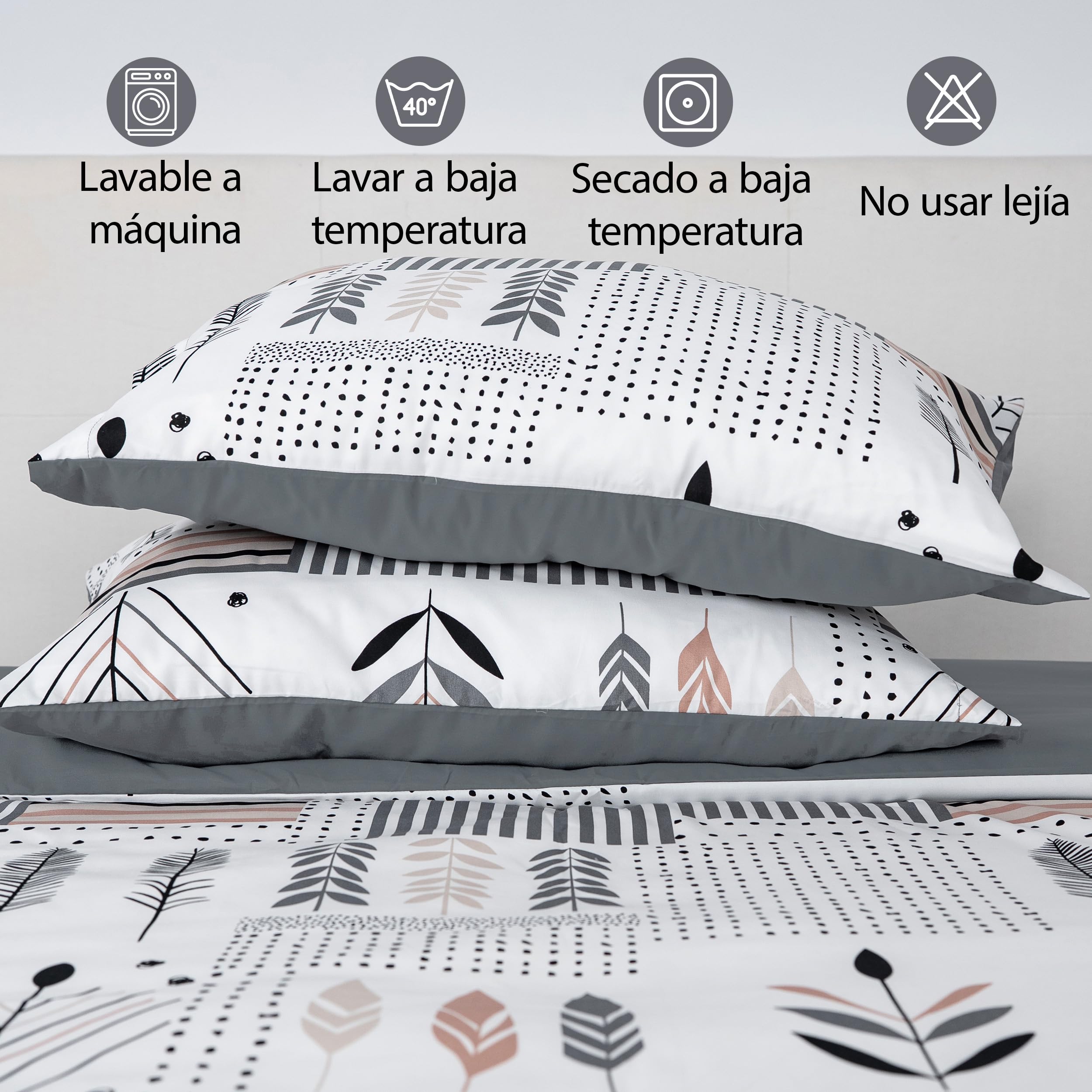 Etrexonline Juego de Funda Nórdica 3 Piezas Cama 150 Microfibra Suave Transpirable - 1 Funda Edredón 220x240 cm y 2 Fundas de Almohada 50x75 cm (Geometricas) — view 7