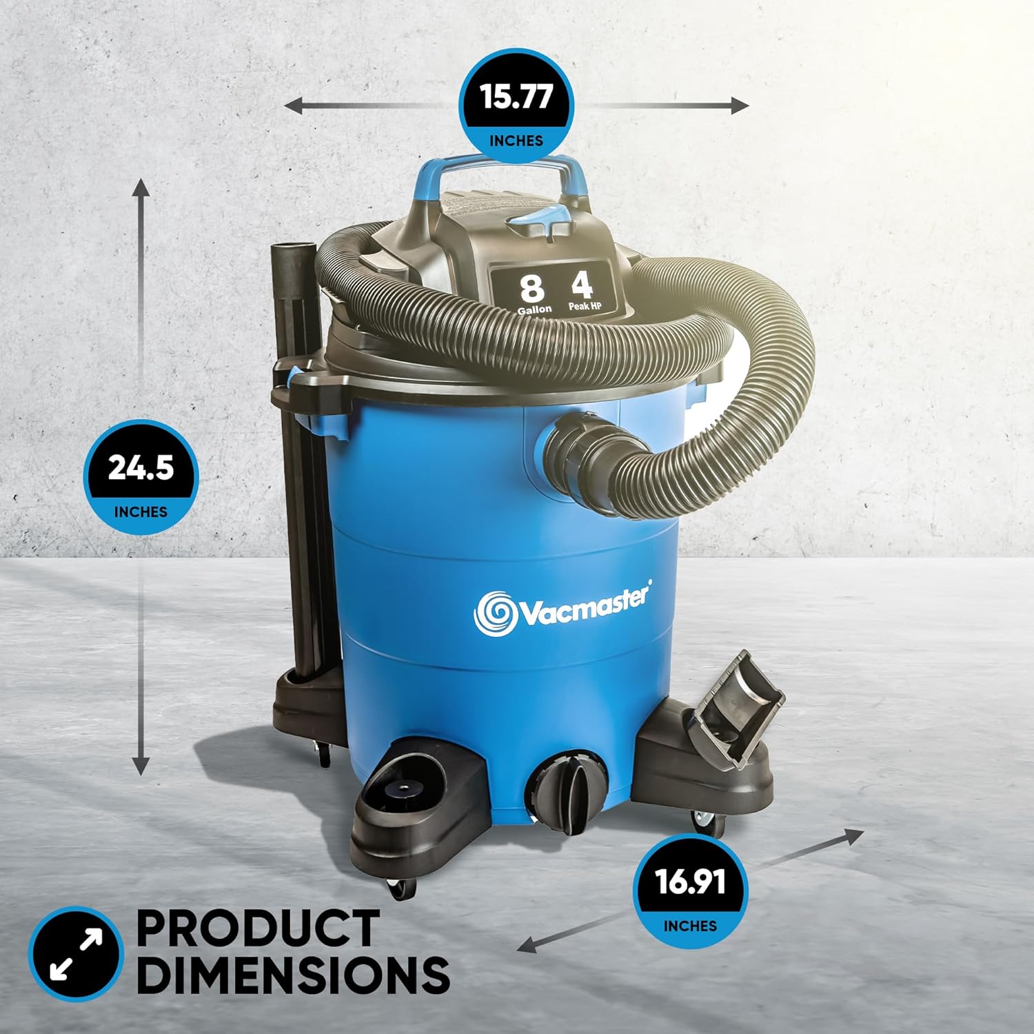 Product dimensions of Vacmaster Wet Dry Vacuum