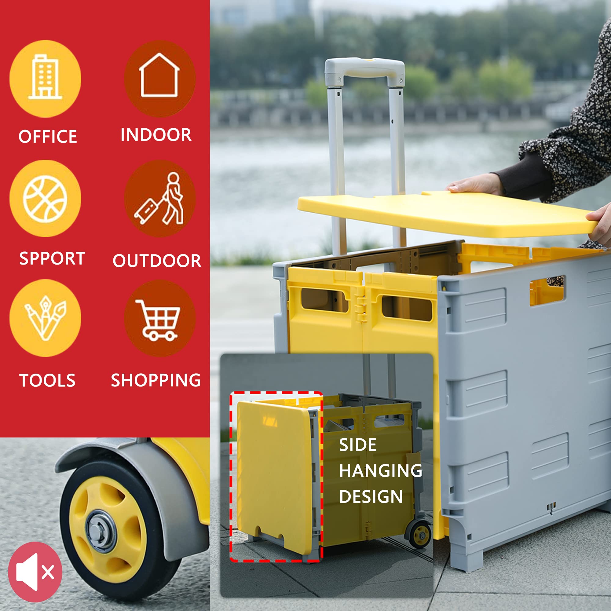 Foldable Shopping Utility Rolling Cart Collapsible Grocery Luggage