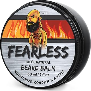 Claev Fearless Beard Balm 2oz - Natural Shea Butter, Beeswax & Argan Oil for Rugged Men's Styling & Conditioning