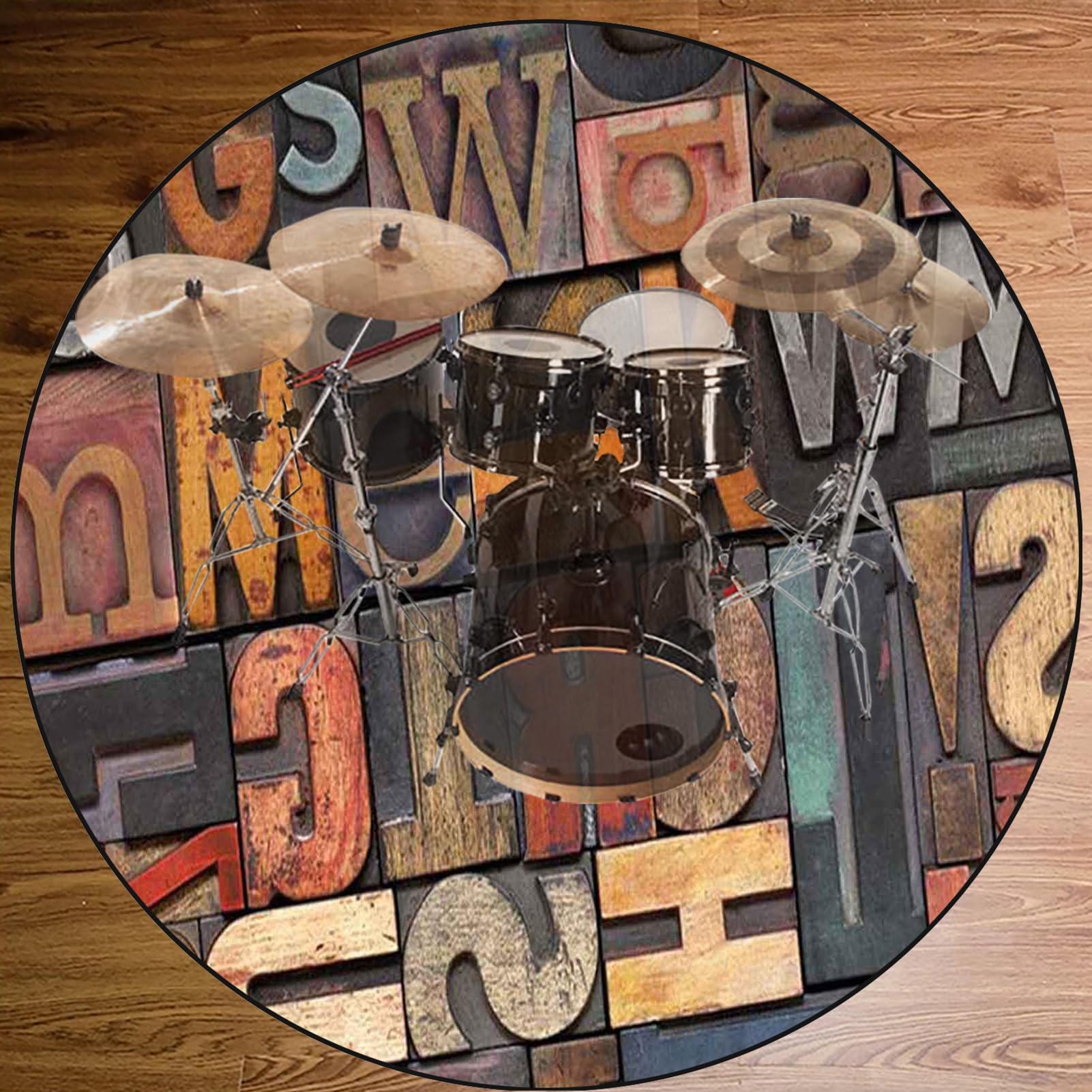 120 cm Schlagzeugteppich Rund Schallschutzmatte Drum Teppich Schallschutz Teppich rutschfeste Trommelmatte für E Drum Schlagzeug Elektronisch Snare Teppich Drum Rug Schalldicht Trommel Teppiche