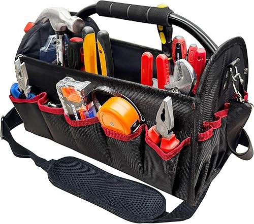 Bolsa de herramientas de 16 pulgadas, bolsa de herramientas plegable con parte superior abierta, impermeable 1680D y resistente al desgaste, 26