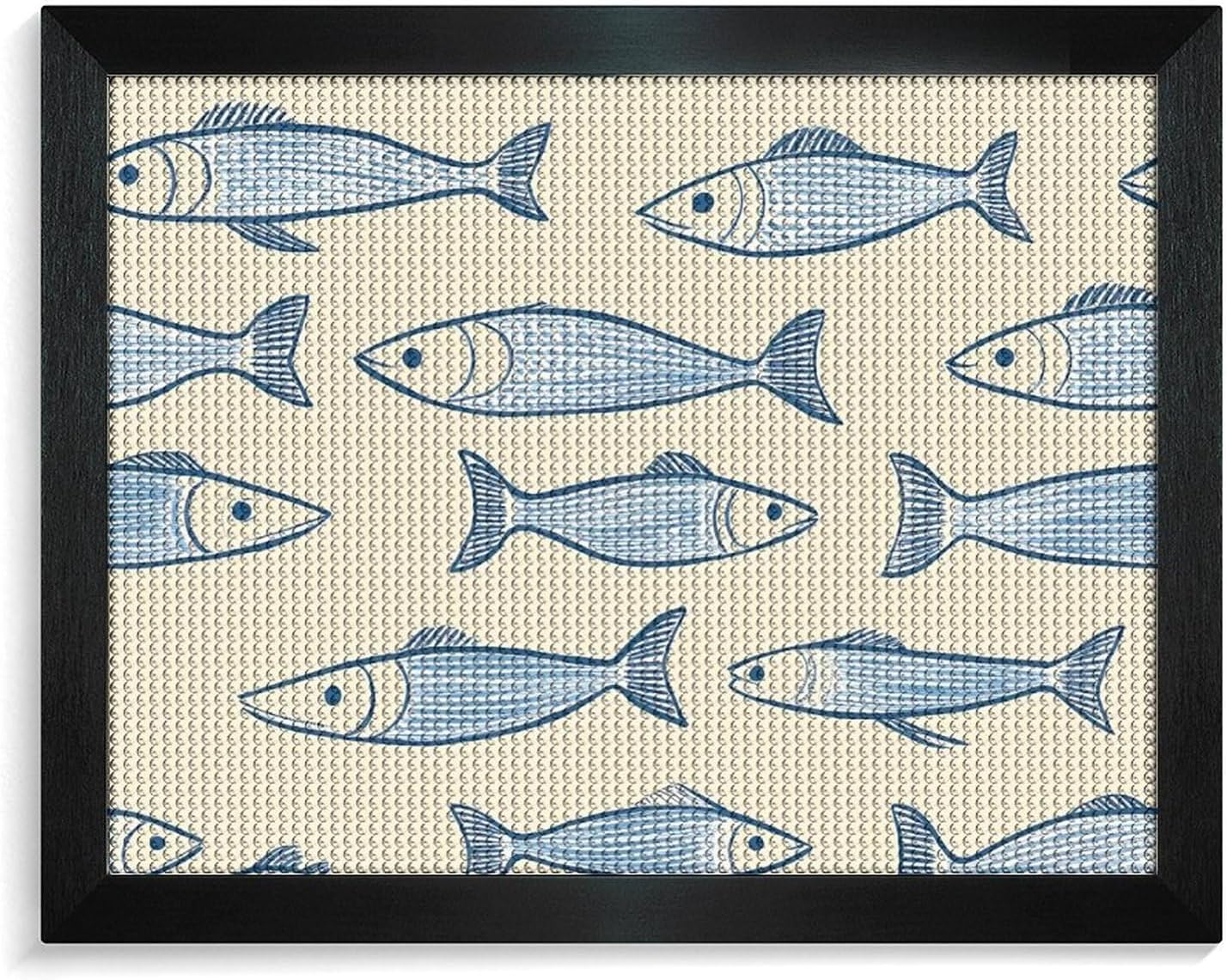 Sardine Fish Printed Diamond 5D Painting Kit 16x20in DIY Full Drill Craft with Tools for Home Wall Decor Gift Blackwood 50 * 40cm