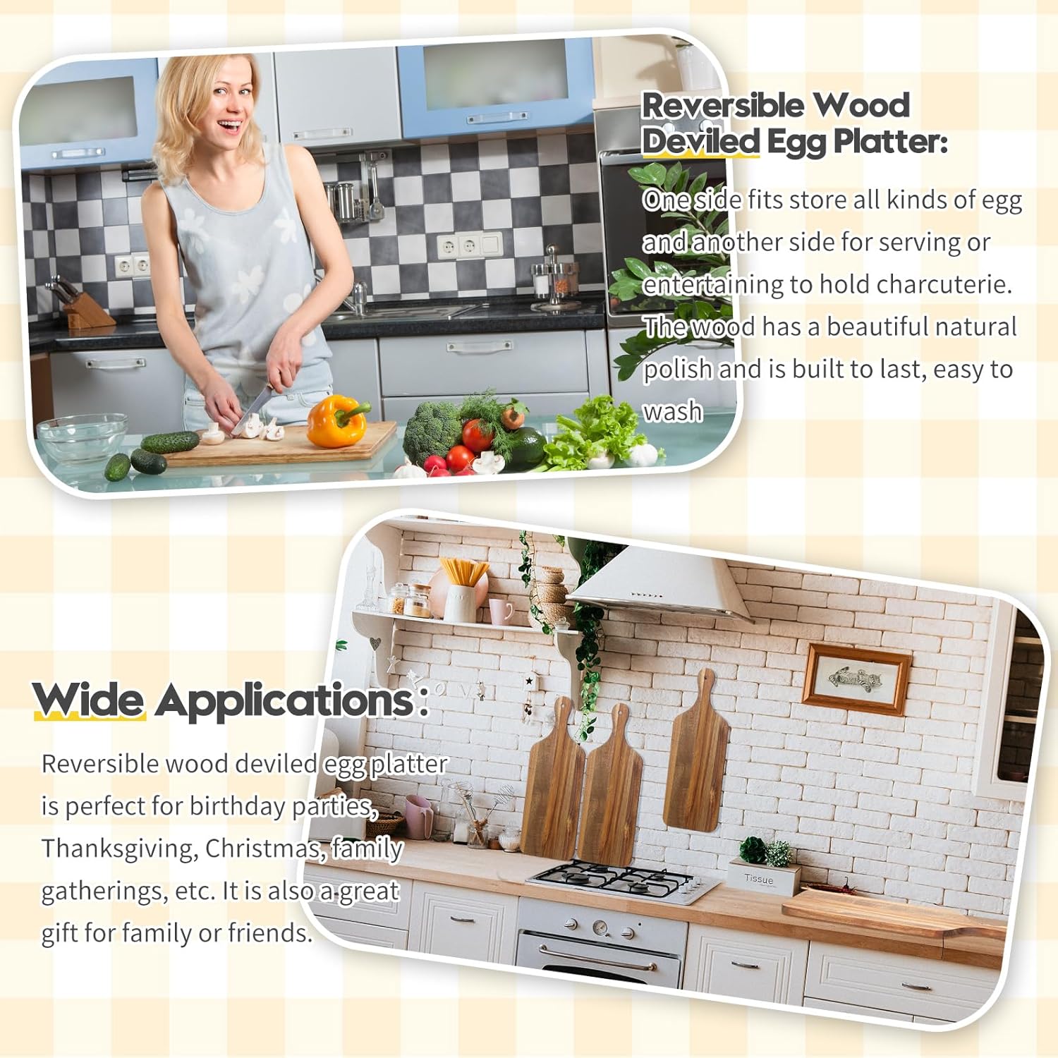 Rtteri 6 Pcs Acacia Wood Cutting Board with Handles Kitchen Thicken Chopping 17 x 6 Inch Wooden Charcuterie Serving Blank Boards Bulk for Engraving Wedding Housewarming Gift