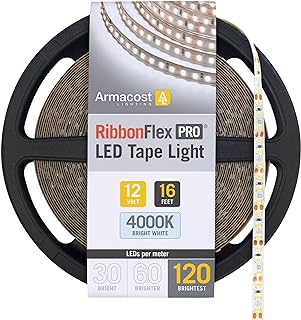 Armacost Lighting RibbonFlex Pro 12V White LED Strip Lights 120 LED/m, 4000K, 16.4 ft 153230