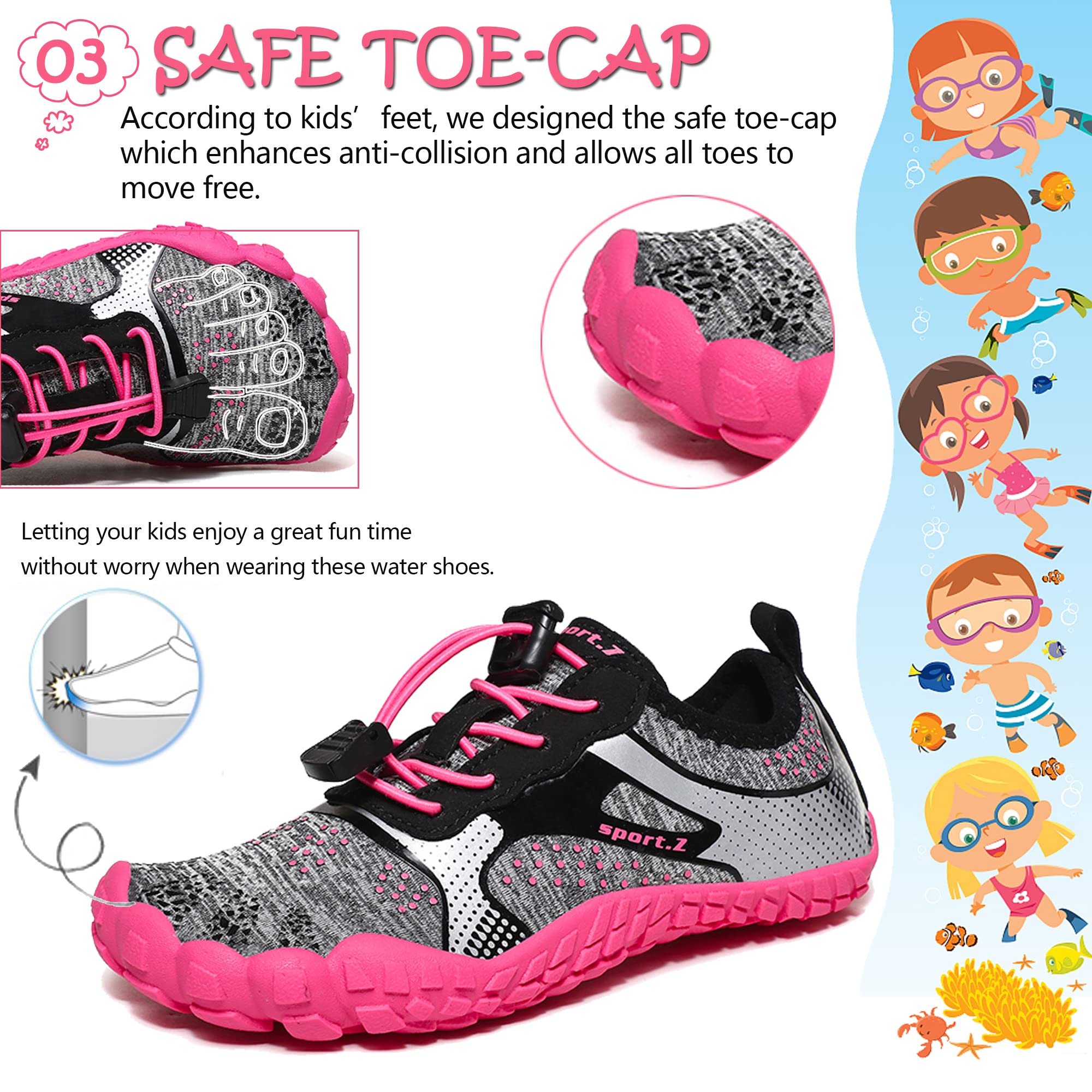 Maxome Chaussures Aquatiques pour Enfants garçons et Filles Chaussures de Plage pour Enfants Chaussures de Natation Séchage Rapide Légères pour Le Surf et la plongée, 29-36 EU
