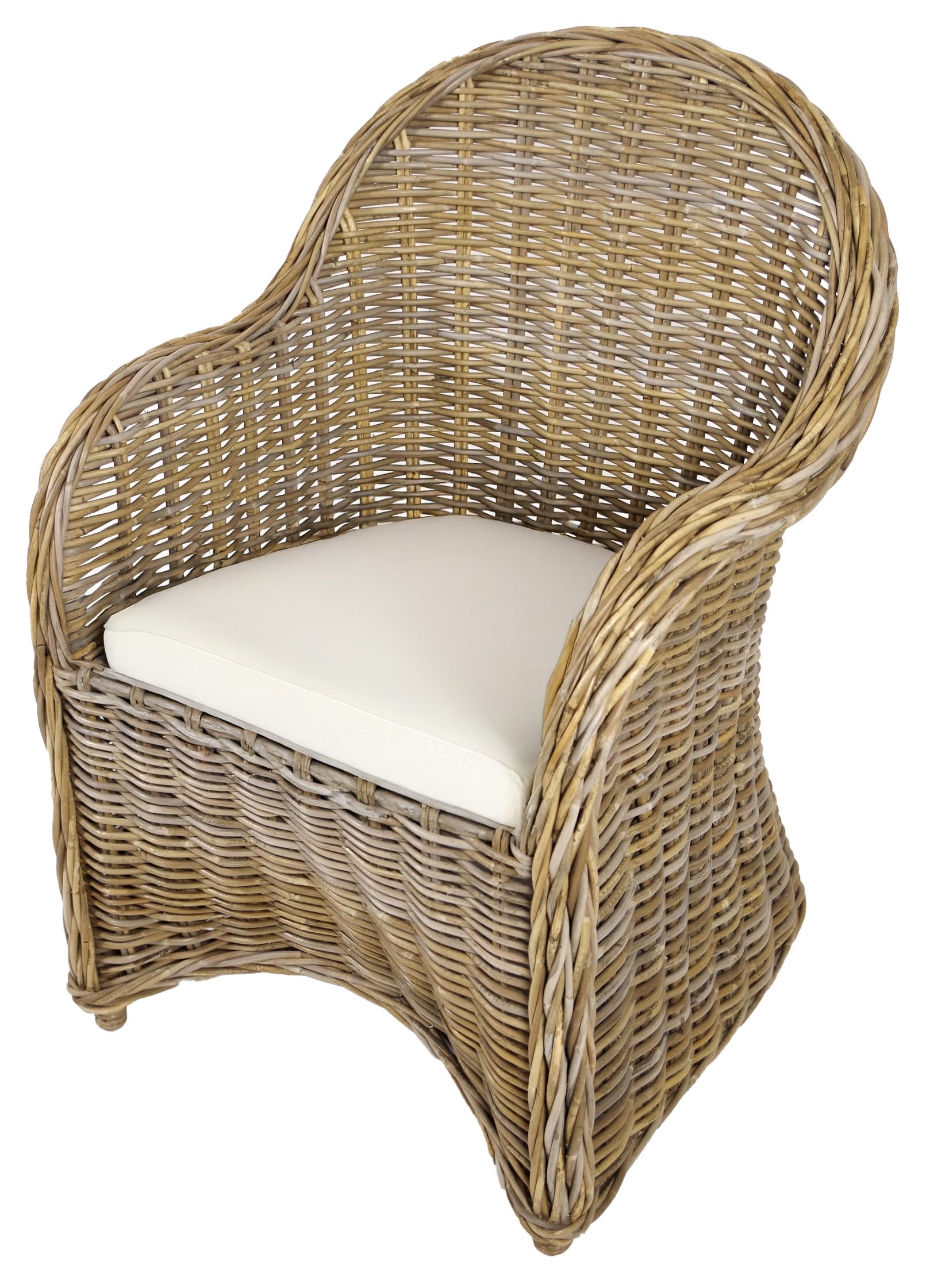 Kobolo Rattansessel Boston NEW Korbsessel aus Rattan 60x62x87 cm Grau