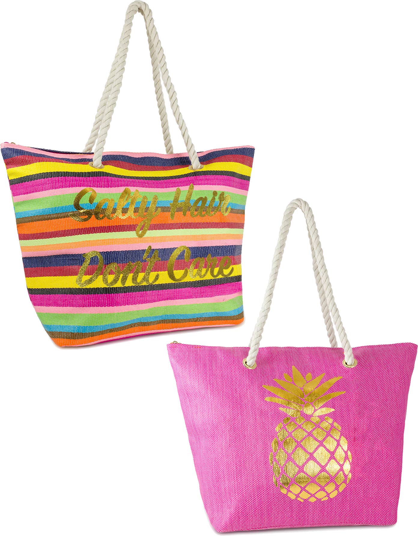 Funky Junque Womens Beach Tote Saying Shoulder Bag Large Straw Travel Handbag