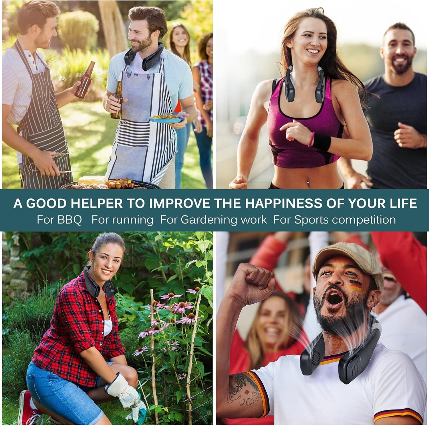 iYunLife Neck Fan - 2021 Neck Air Conditioner, Personal Fan,Bladeless Neck Fan,360° Cooling,3 Speed,Low Noise,Lightweight,Hands Free,Wearable Neck Fan for Indoor & Outdoor,Long Use Time : Home & Kitchen