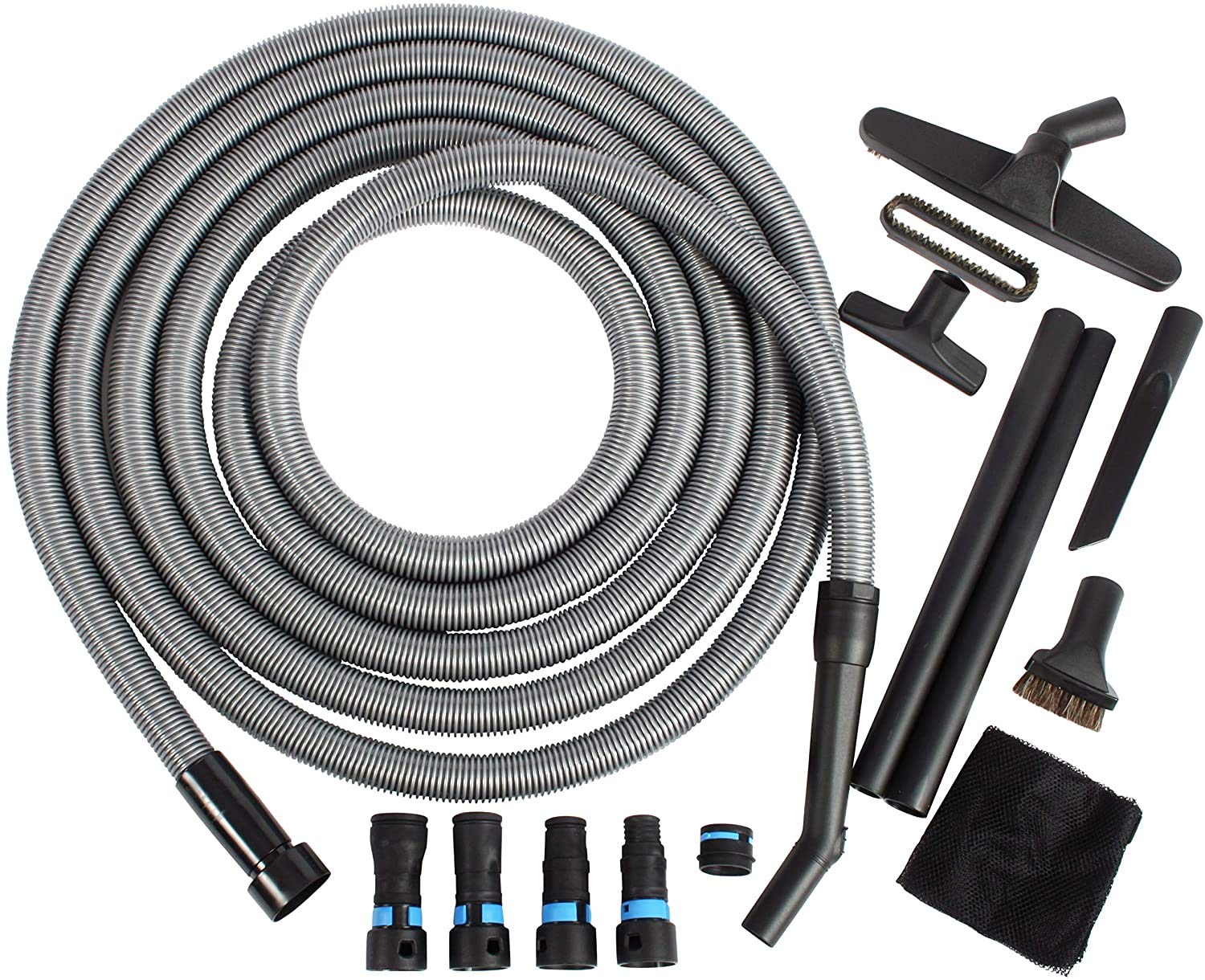 Cen-Tec Systems Black,Silver Quick Click Hose For Home And Shop Vacuums With Power Tool Adaptor Set For Dust Collection And Clean-Up Tools (9M)