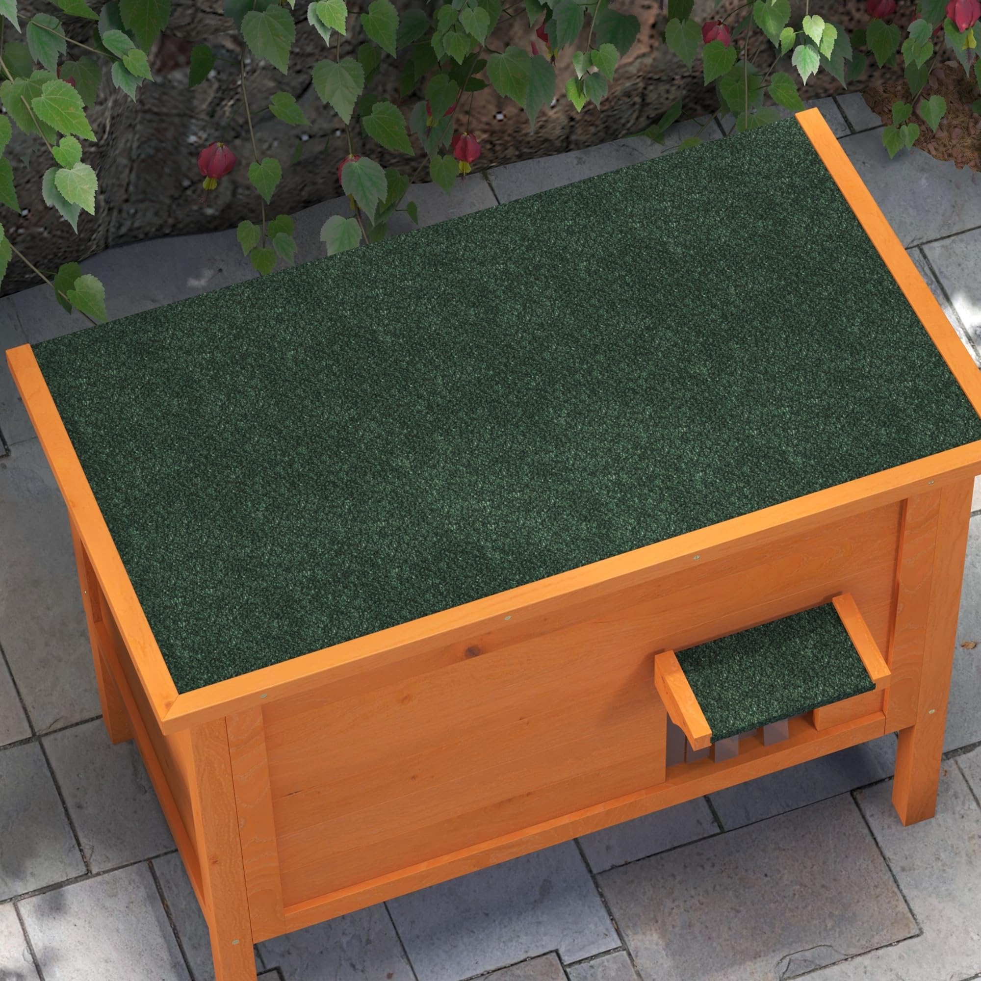 PawHut Casa de Madera para Gatos, Cueva Exterior Aislada Con Cortina en la Puerta, Casita para Animales en Diseño Elevado, para Jardín, Balcón, Naranja, 60 x 60 x 81,5 cm | Caseta para gatos con techo de asfalto, patas de suelo, cueva para gatos, para ext