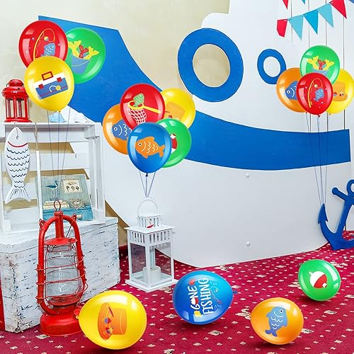Miniatura 4 de Zomiboo Paquete de 36 globos de pez Bobber Ofishally decoración de un cumpleaños, globos de látex para fiesta de peces bajo el mar, criatura de