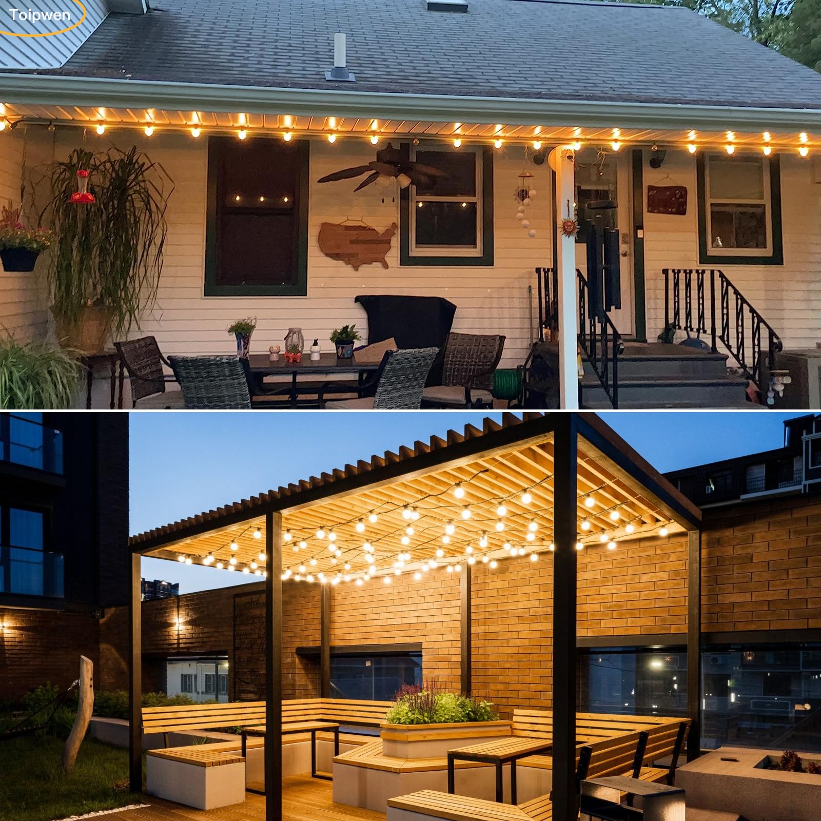 Catena Luminosa Esterno, 30M Luci da Esterno Giardino con 50+2 Lampadina di Plastica, IP45 Impermeabile, Bianco Caldo 2700K, Decorazione Esterni Interni per Giardini, Terrazze, Feste