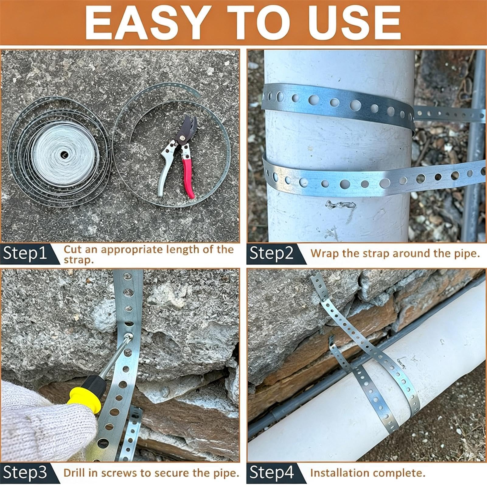 Fleje Metálico con Agujeros Abrazadera de Galvanizada de 24 Gauge Cortable