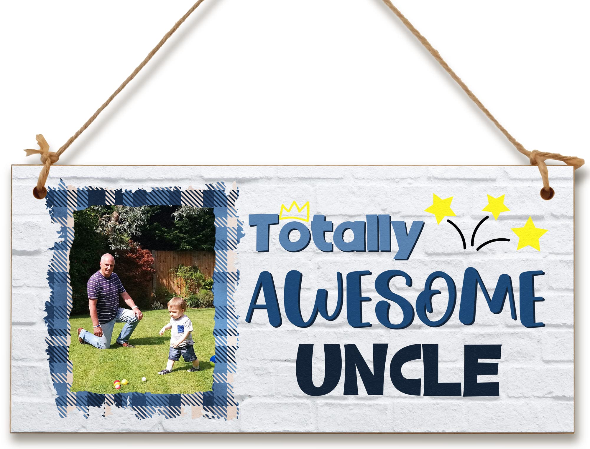 The Plum Penguin Multicolour Personalised Wooden Plaque With Photo Totally Awesome Uncle Gift For Daddy Grandad Door Sign Hanging Man Cave Shed