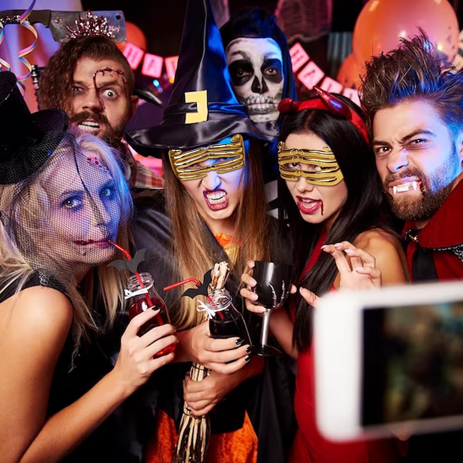 Fortuning's JDS Funny Fingers Shaped Glasses for Birthday Party Costume Golden Sunglasses for Men/Women Eyeglasses for Photo Prop - Image 7