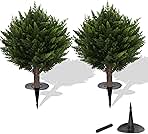 15.7 inch Height Set of Two Artificial Cypress Topiary – Breathe Life & Lushness into Any Space – Lifelike – UV-Resistant Great for Indoors & Outdoor - Easy to Install – Fade-Proof